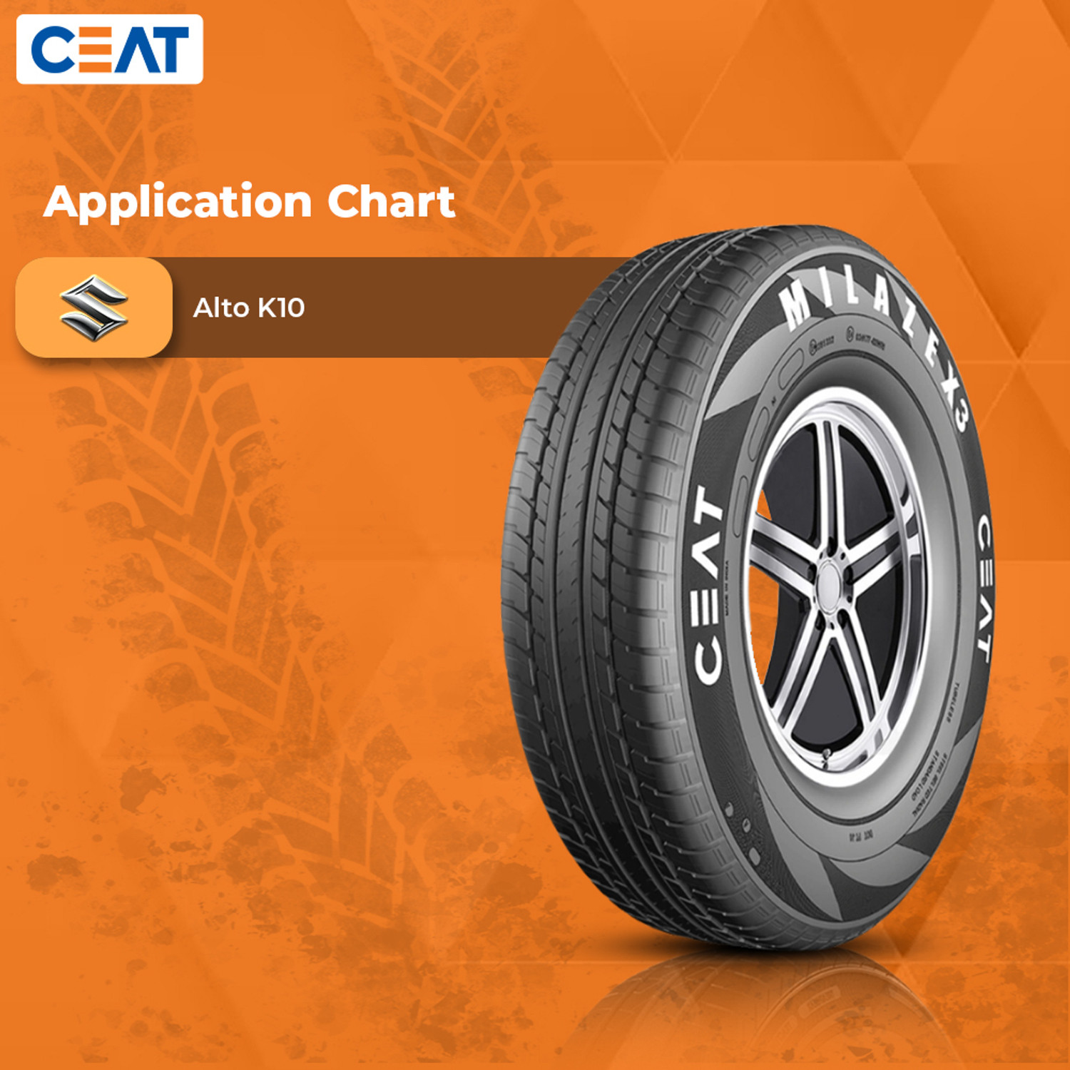 Image of CEAT 155 /65R13 MILAZE X3 TL 79T 4 Wheeler Tyre
