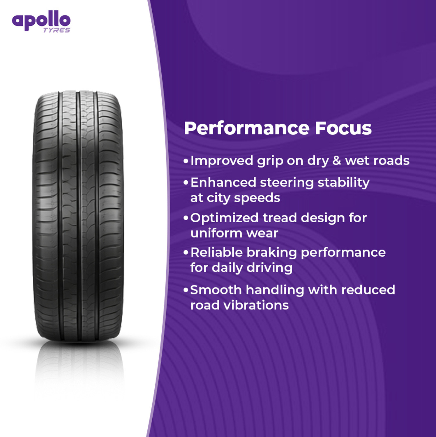 Image of Apollo Amazer 4G Life 165 /80 R14 85T Tubeless Car Tyre 4 Wheeler Tyre