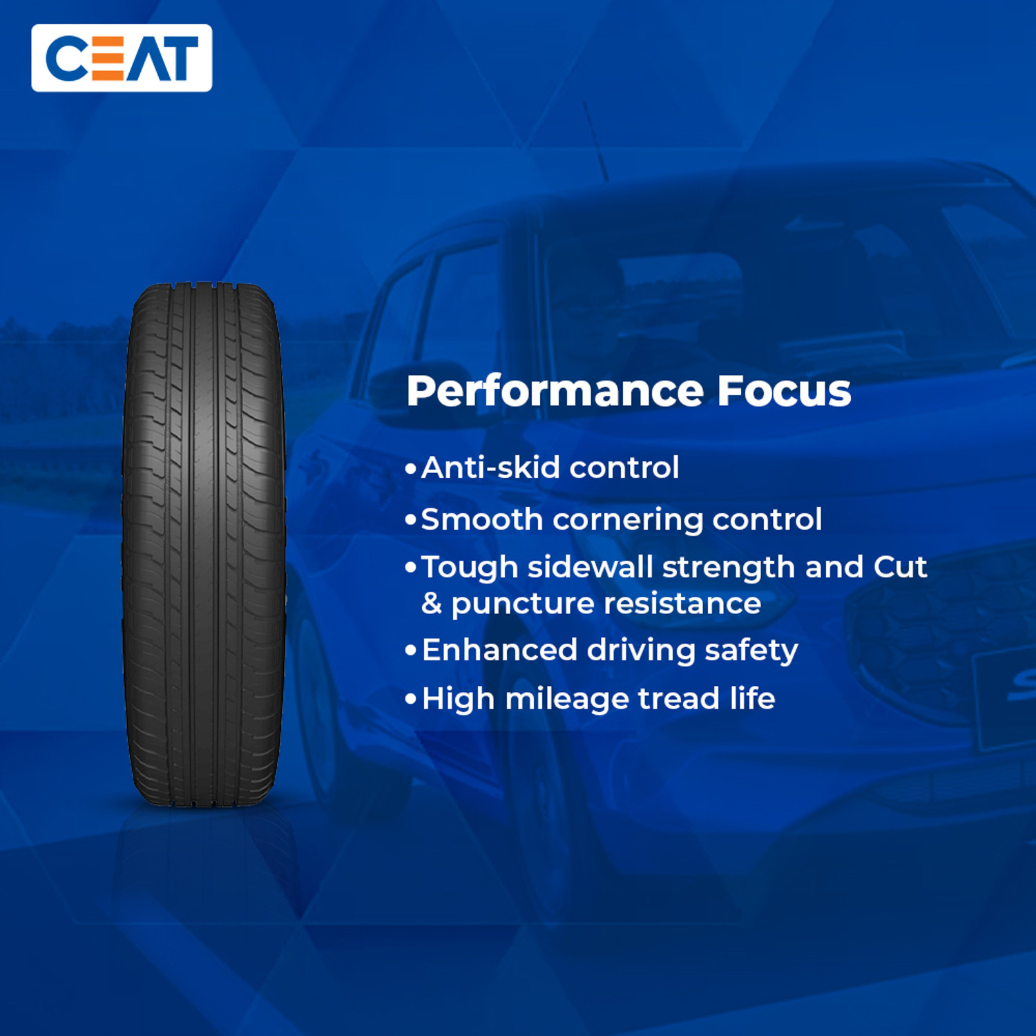 Image of CEAT 155 /65R13 MILAZE X3 TL 79T 4 Wheeler Tyre