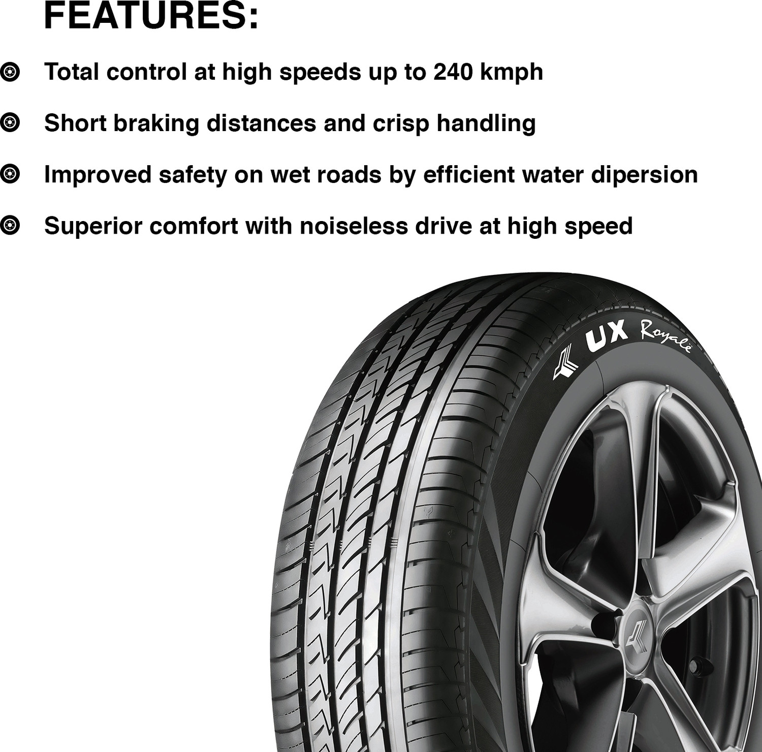 Image of JK TYRE UX Royale 4 Wheeler Tyre