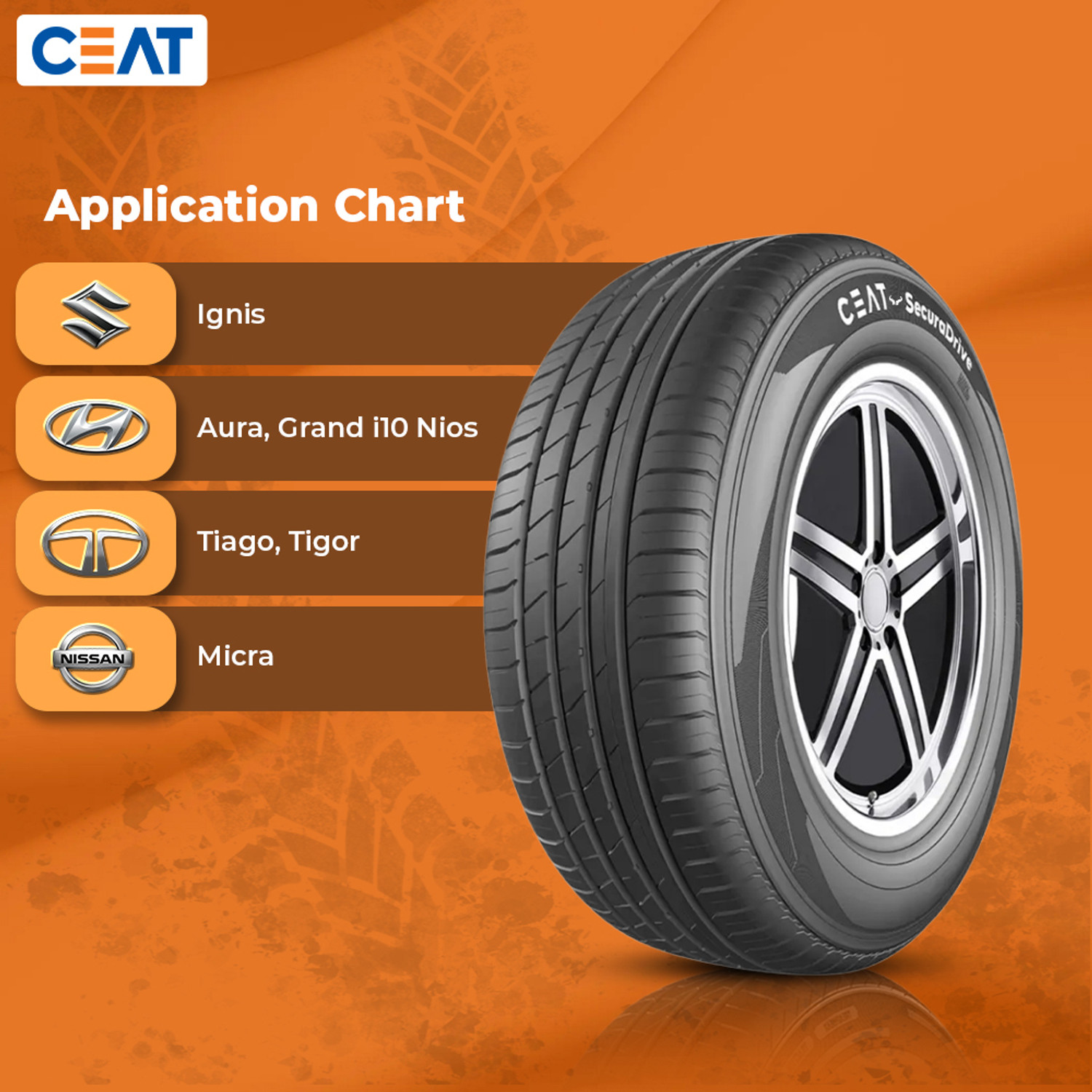 Image of CEAT Secura Drive 185 /65 R15 88H 4 Wheeler Tyre