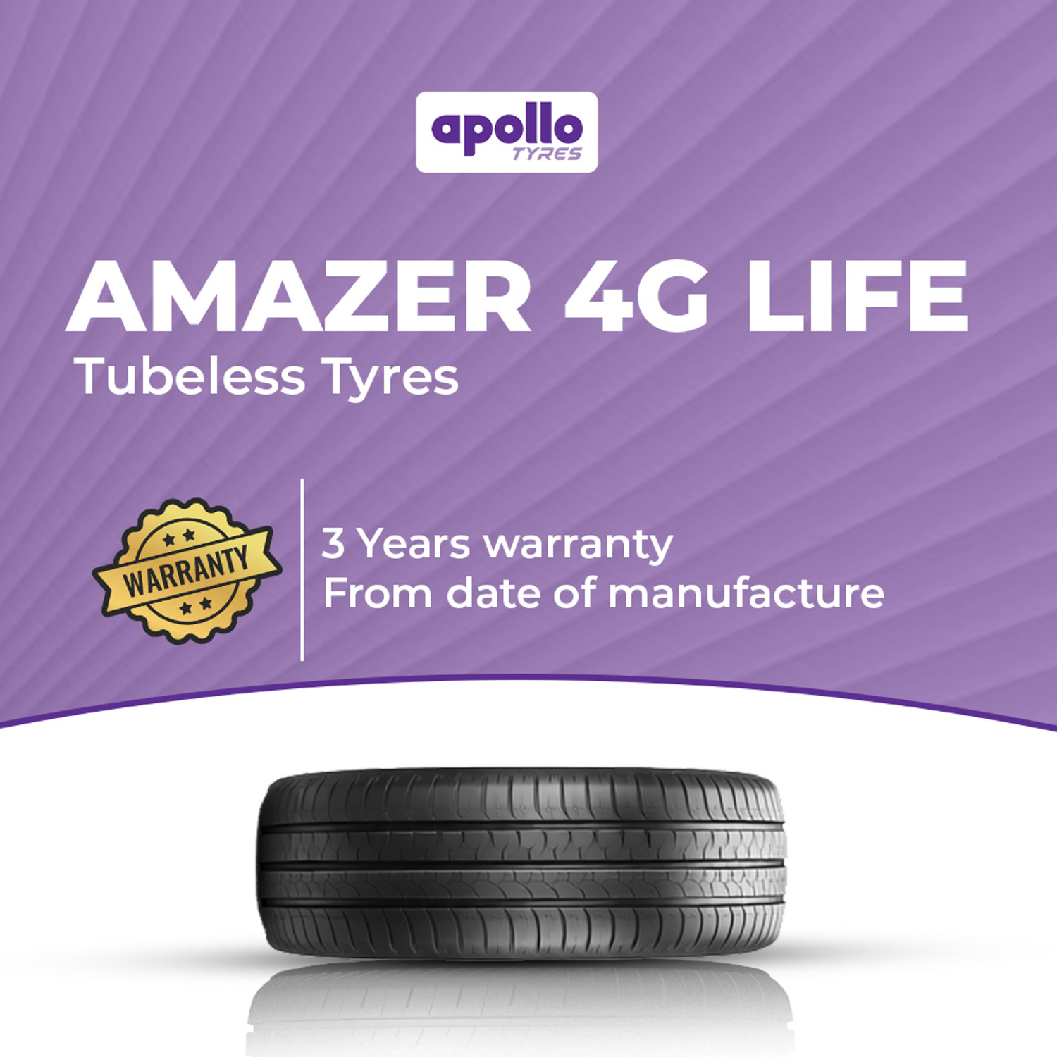 Image of Apollo 175 /65 R14 82T AMAZER 4G LIFE 4 Wheeler Tyre