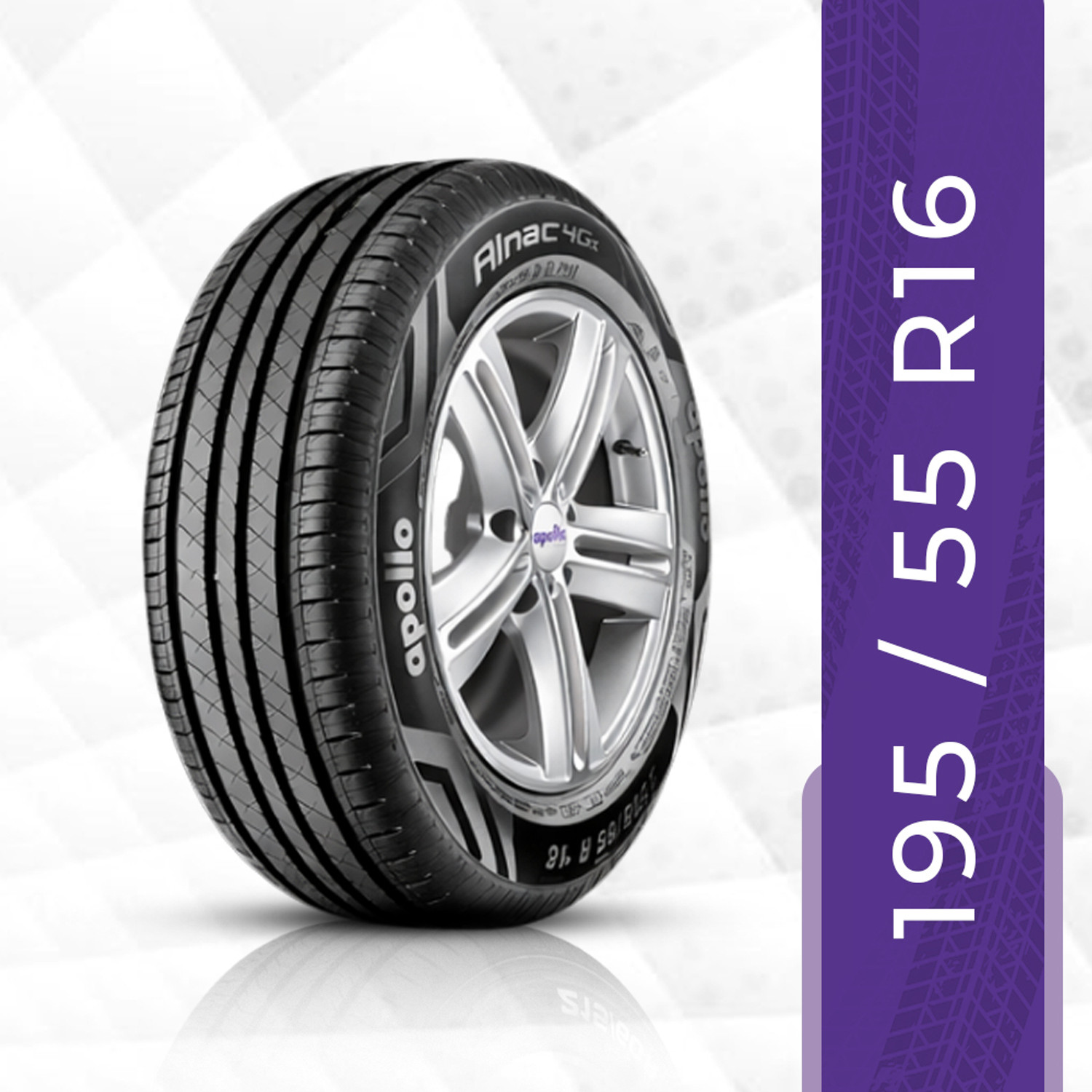 Image of Apollo 195 /55 R16 87 H ALNAC 4G TL 4 Wheeler Tyre