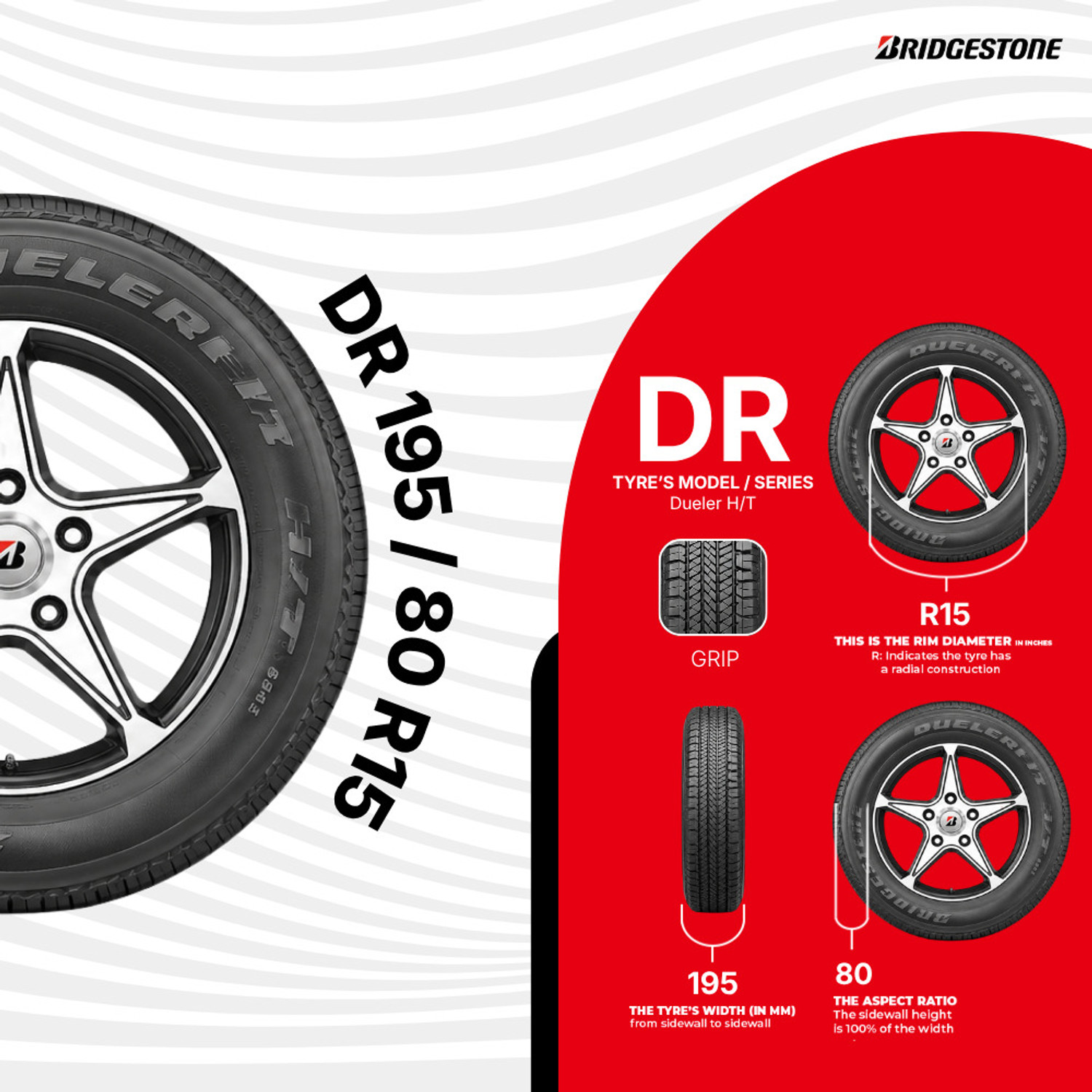 Image of BRIDGESTONE DULER D852 4 Wheeler Tyre