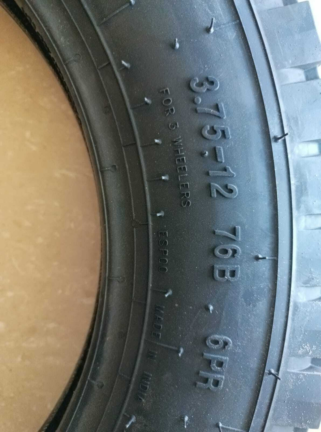 Image of MRF 3.75-12 76B 6PLY TYRE 3 Wheeler Tyre