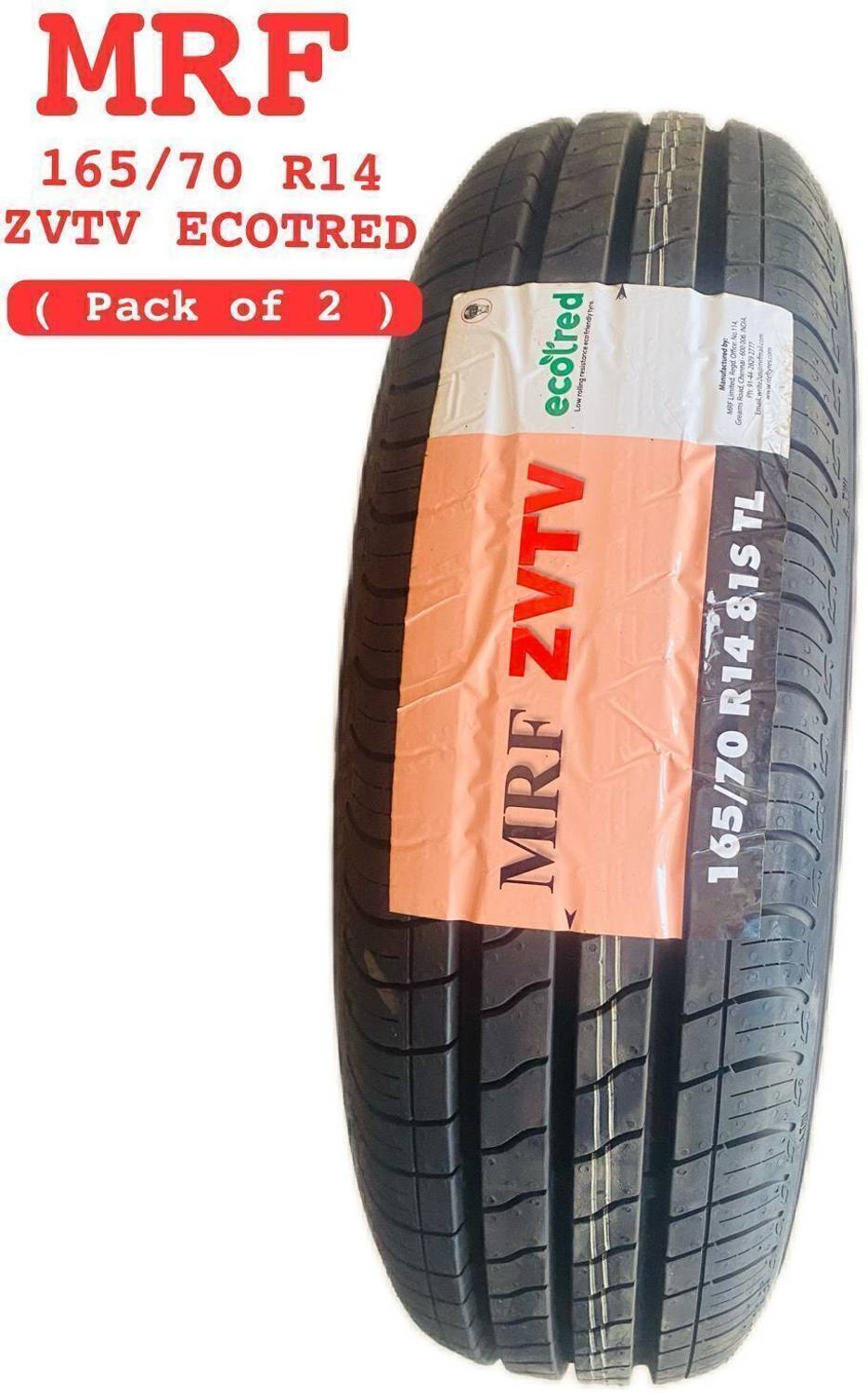 MRF ZVTV ECOTRED 165/70 R14 81S (SET OF 2 ) 4 Wheeler Tyre Price
