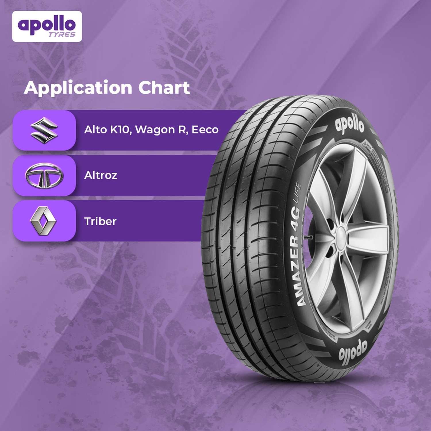 Image of Apollo 73 T Amazer 4G Life 4 Wheeler Tyre