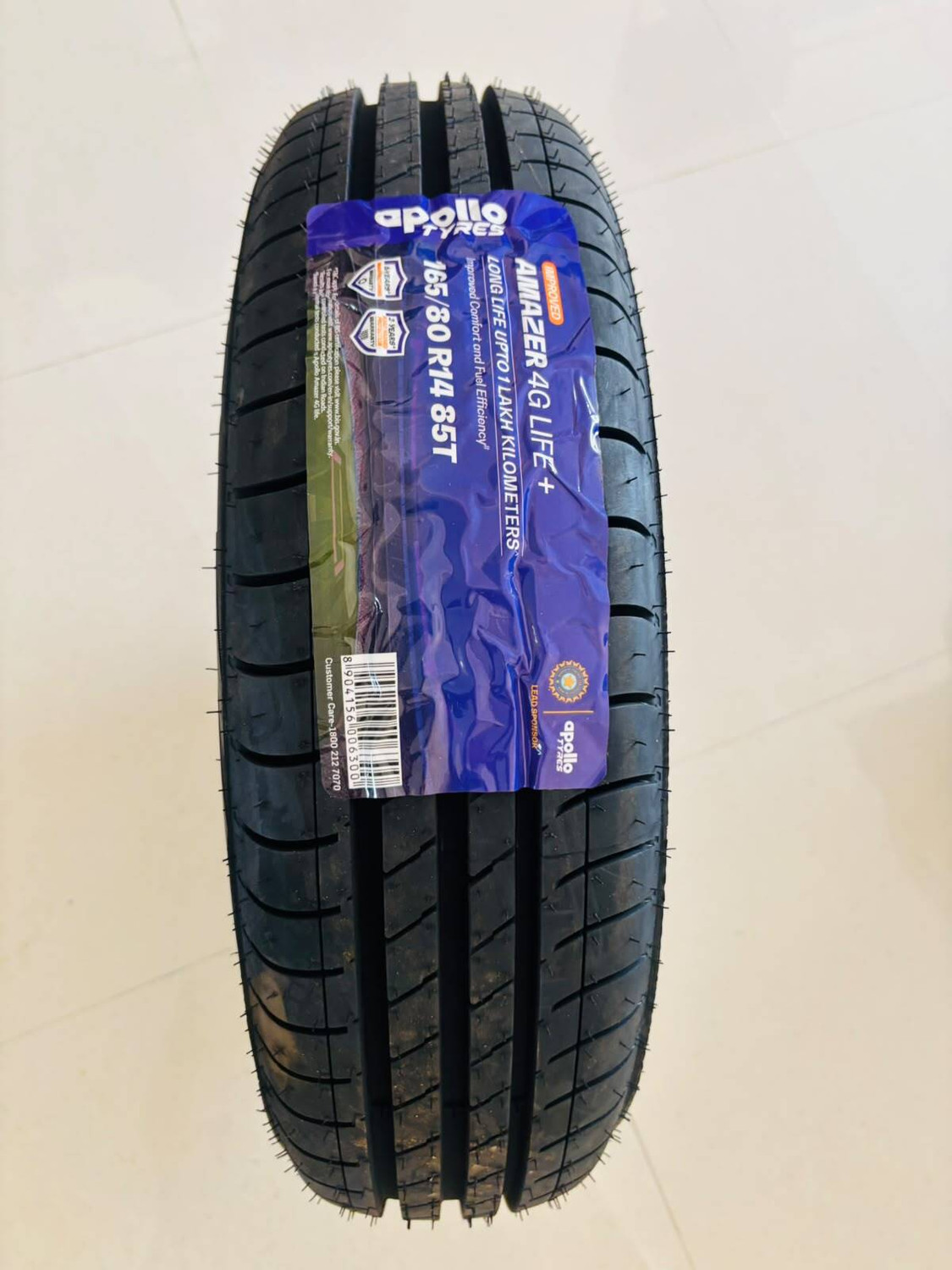 Image of Apollo 165 /80R14 85T AMAZER 4G LIFE+ TUBELESS TYRE 4 Wheeler Tyre