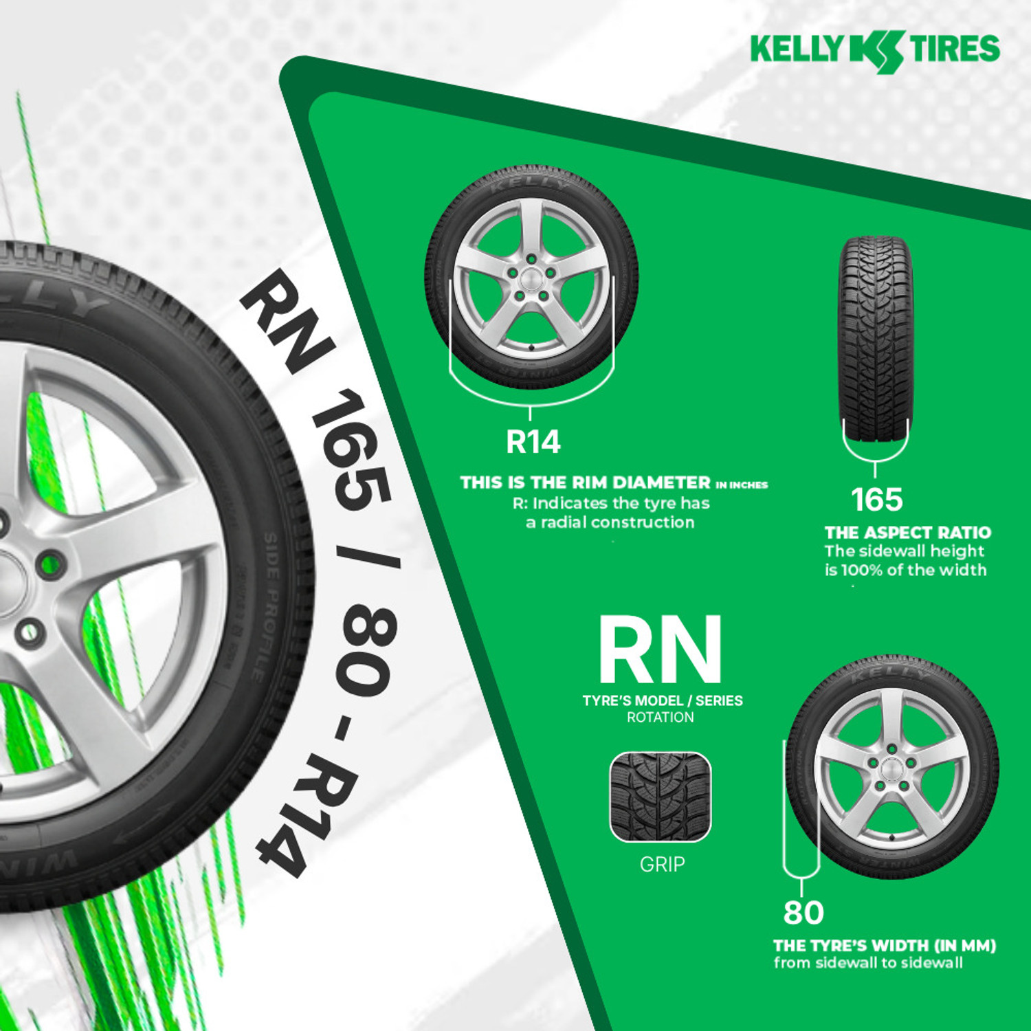 Image of Goodyear Kelly 165 /80R14 85T VFM 3 4 Wheeler Tyre