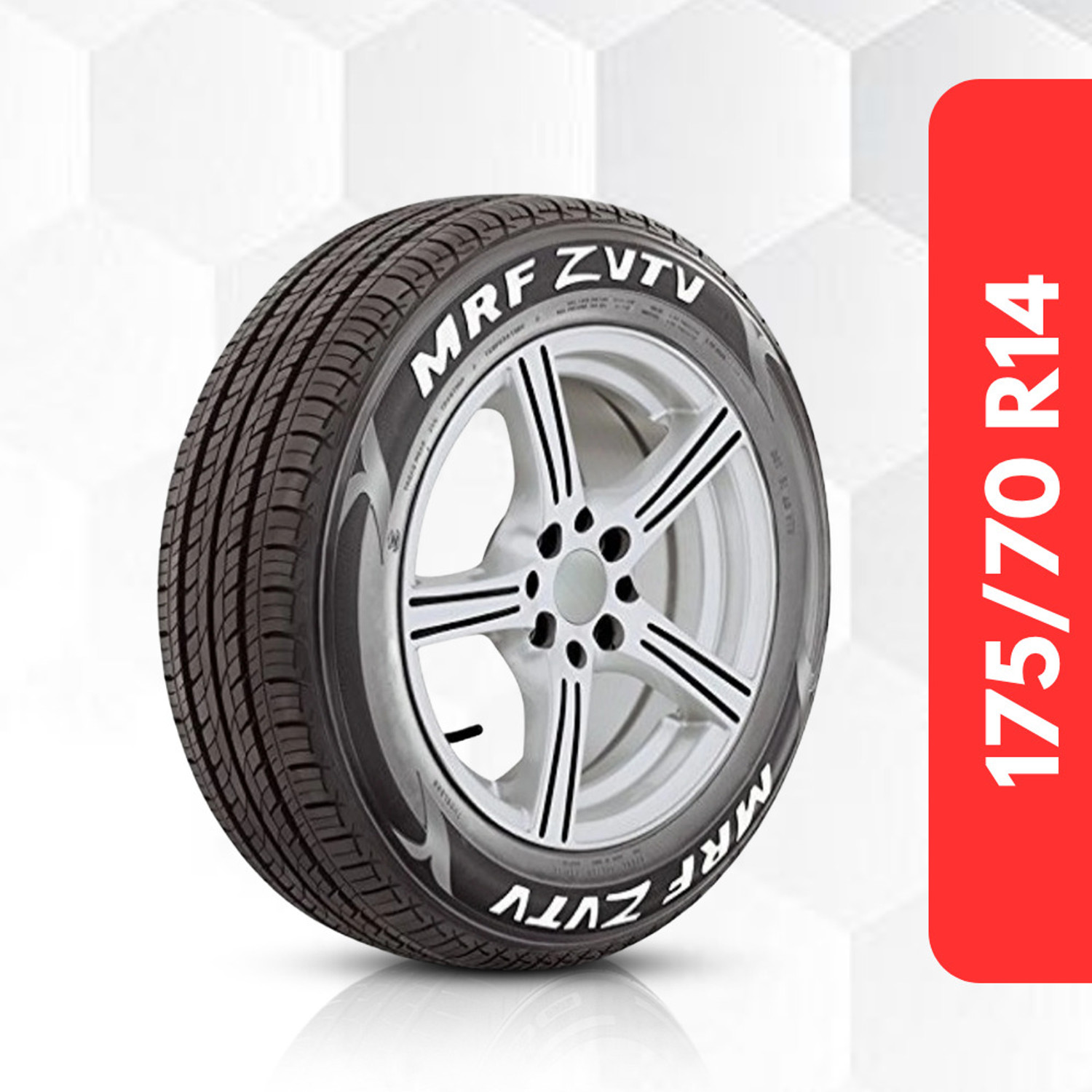 Image of MRF 175 /70R14 84T ZVTV TUBE LESS TYRE 4 Wheeler Tyre
