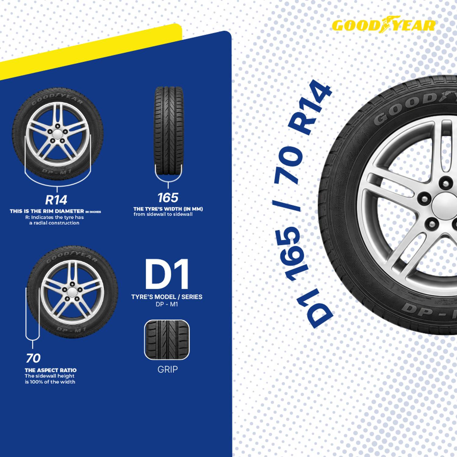 Goodyear DP-M1 165/70 R14 81S Tubeless Car Tyre 4 Wheeler Tyre