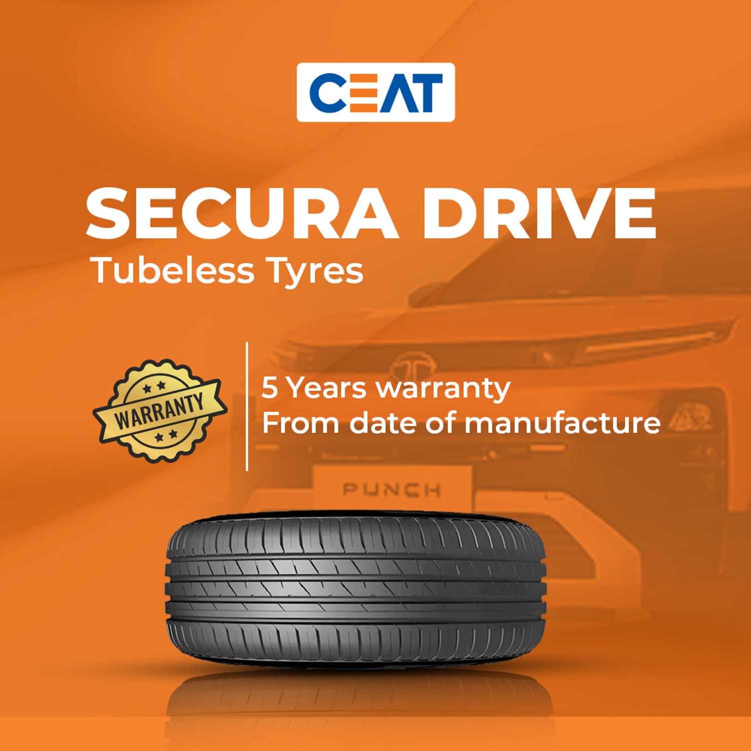Image of CEAT Secura Drive 185 /65 R15 88H 4 Wheeler Tyre