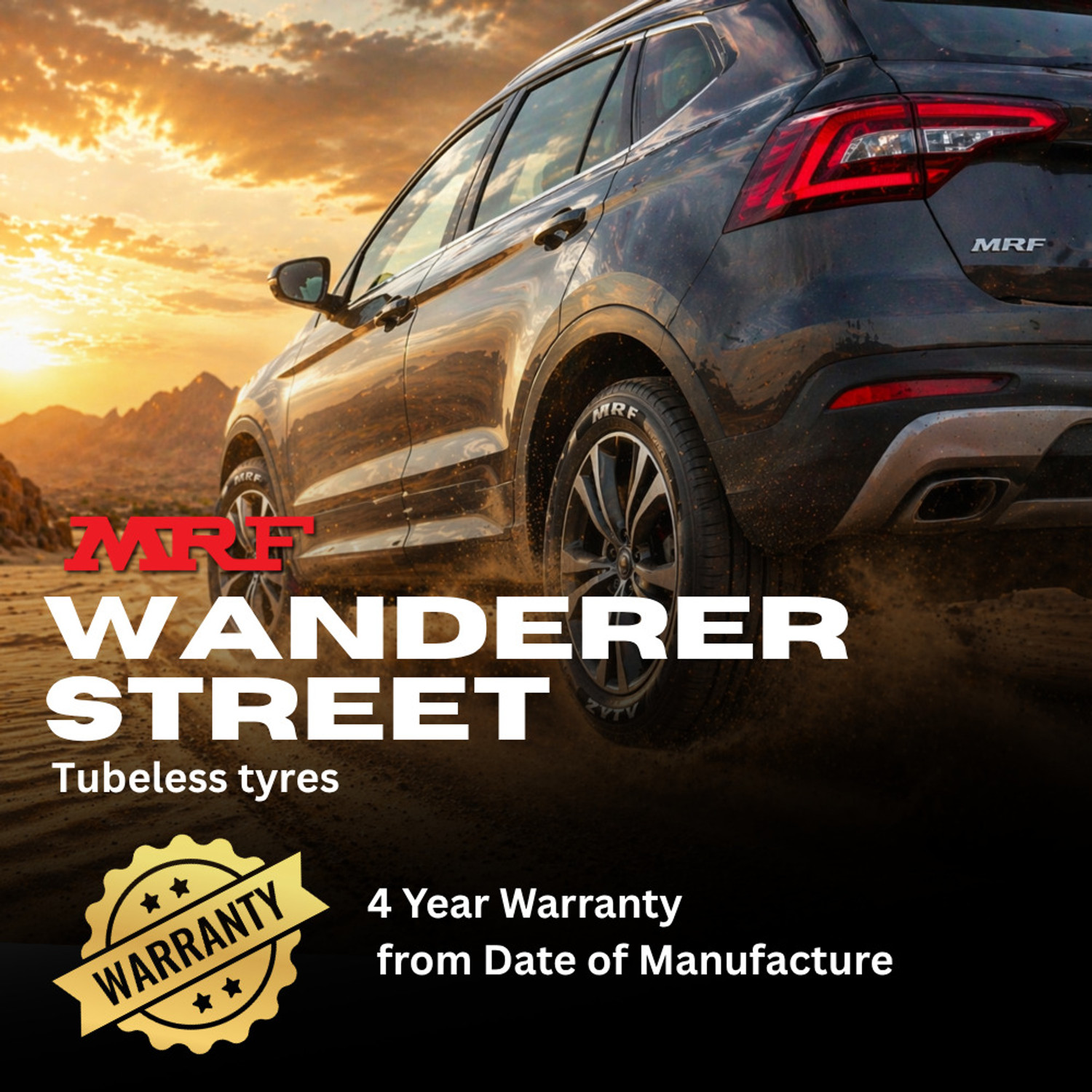 Image of MRF 165 /65R14 79H ZVTV TUBE LESS CAR TYRE 4 Wheeler Tyre