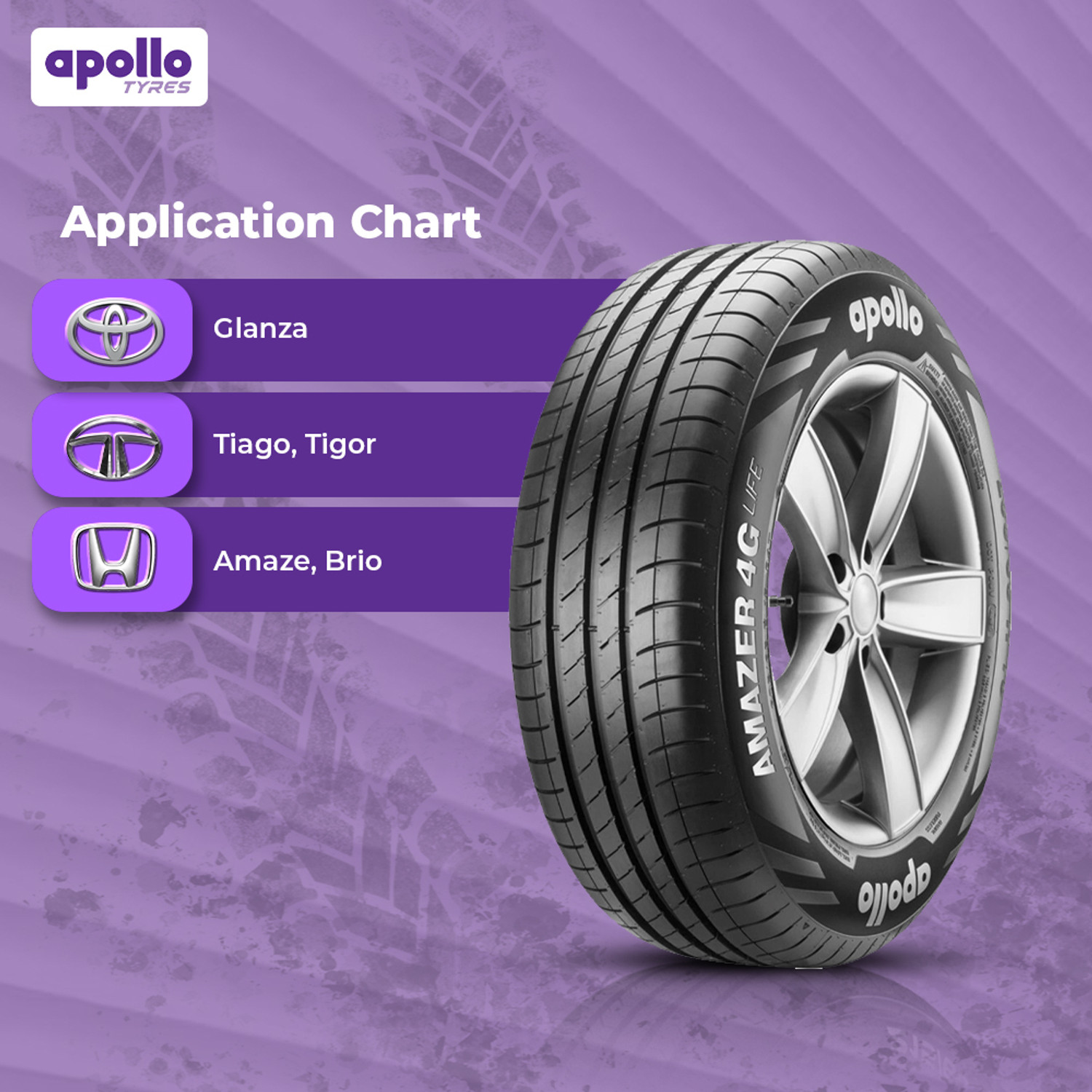 Image of Apollo 175 /65 R14 82T AMAZER 4G LIFE 4 Wheeler Tyre