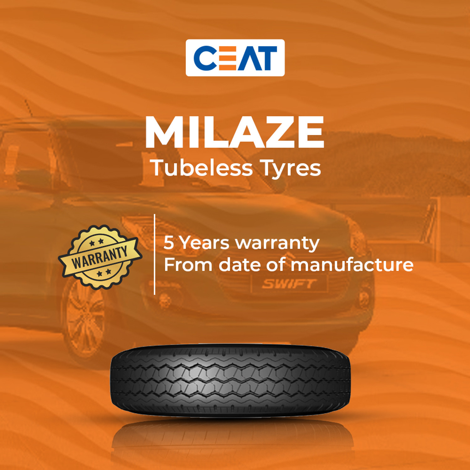 Image of CEAT 155R13 Milaze LT TL 8PR 4 Wheeler Tyre