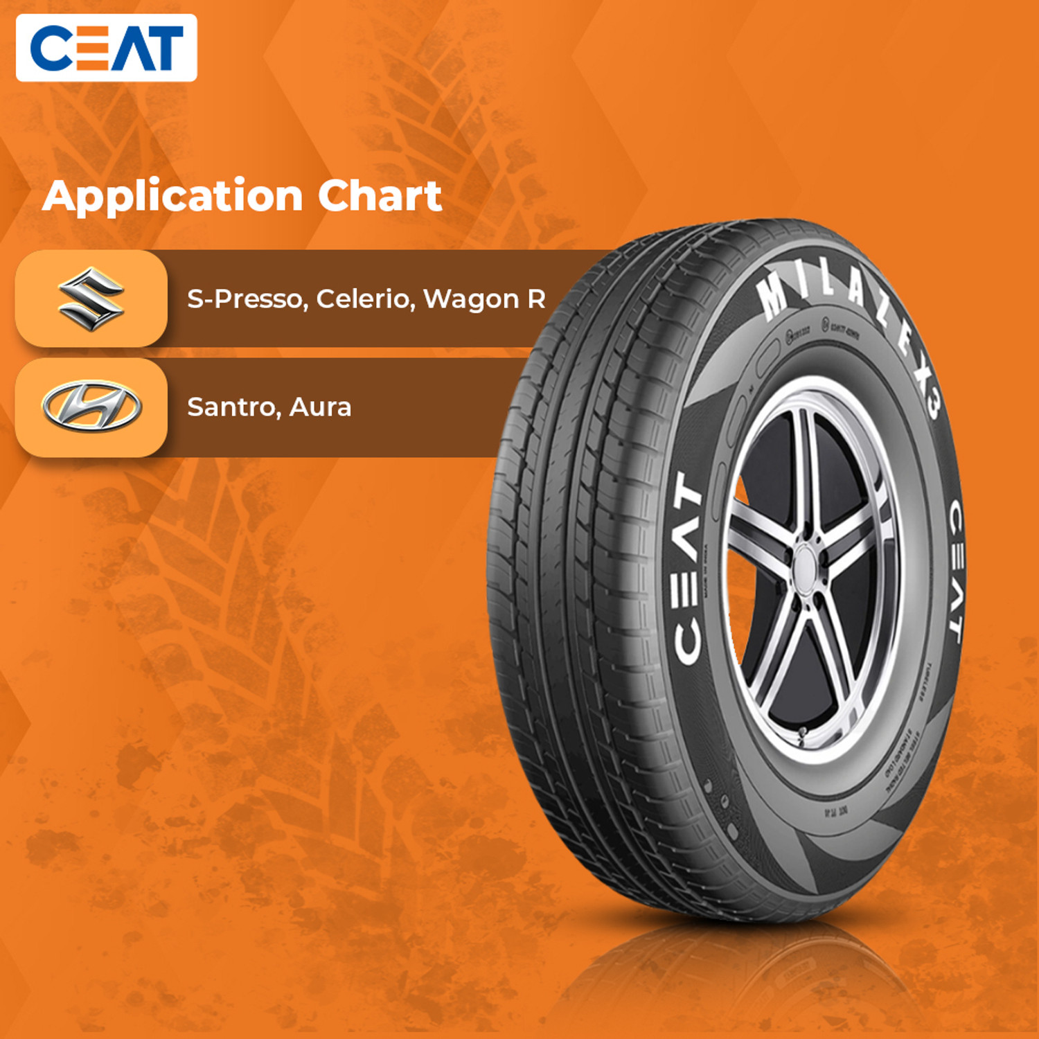 Image of CEAT 165 /70R14 MILAZE X3 TL 81T 4 Wheeler Tyre