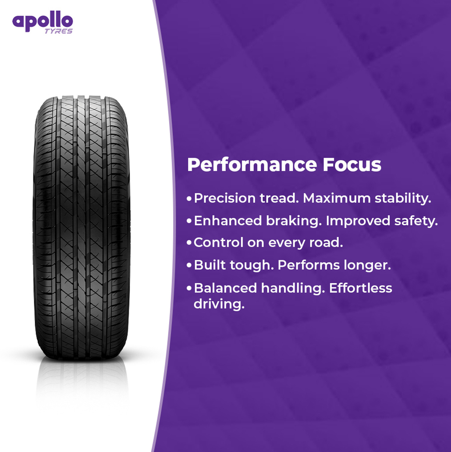 Image of Apollo 195 /55 R16 87 H ALNAC 4G TL 4 Wheeler Tyre