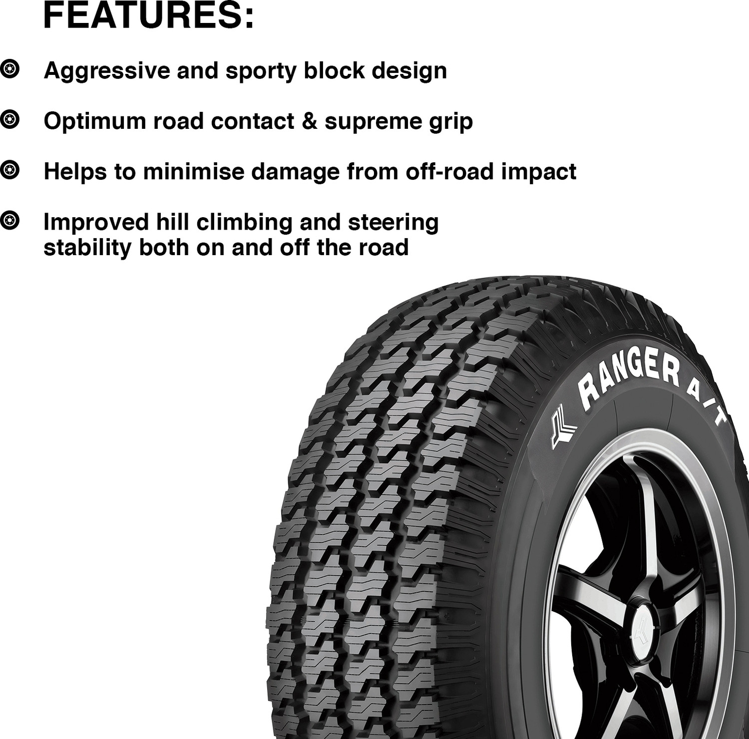 Image of JK TYRE RANGER A /T 4 Wheeler Tyre