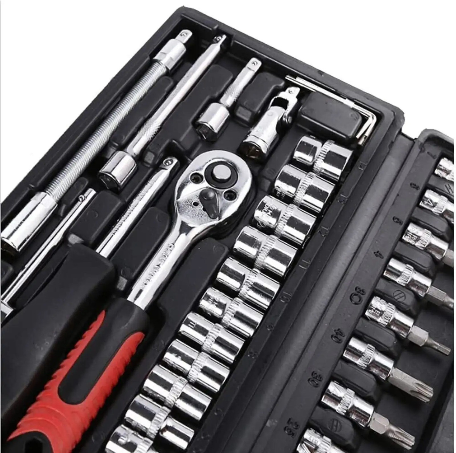 Image of XBEY 46 in 1 Pcs Tool Kit with Screwdriver & Socket Set Vehicle Tool Kit