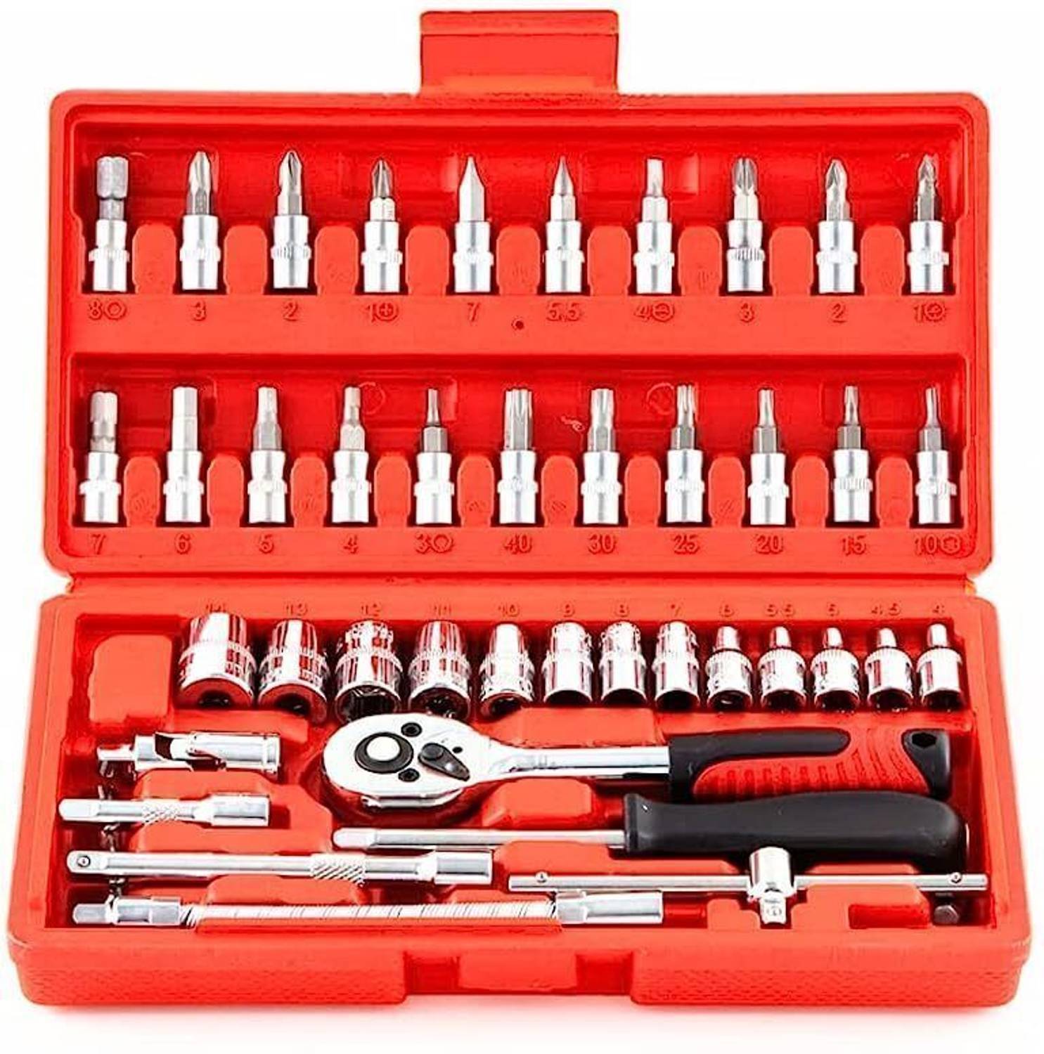 AATTMGYA 46 in 1 Pcs Tool Kit Socket Set Repair Tool Ratchet Wrench Set Auto Repair Vehicle Tool Kit