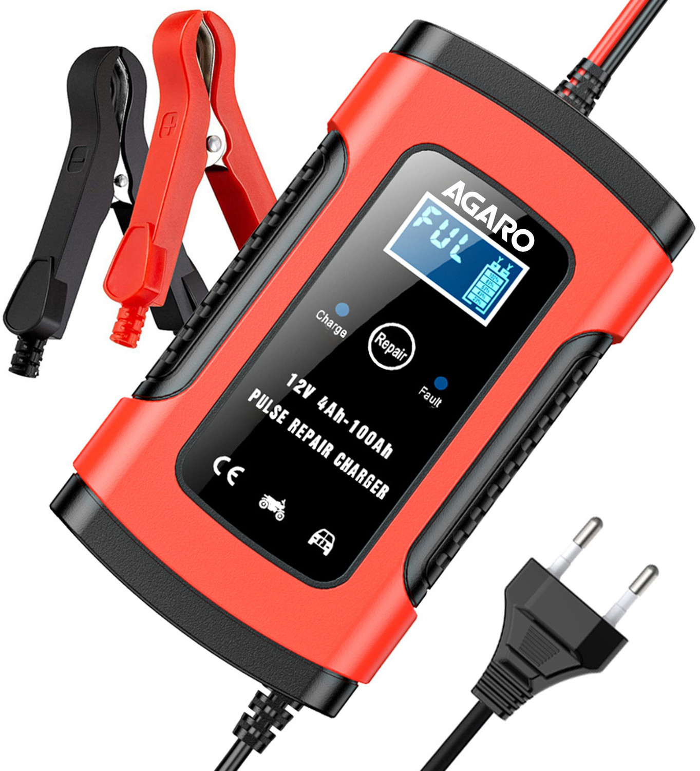 Image of AGARO Car Battery Charger, 12V, 5A, Fully Automatic, Smart Car & Bike Battery Charger Vehicle Tool Kit