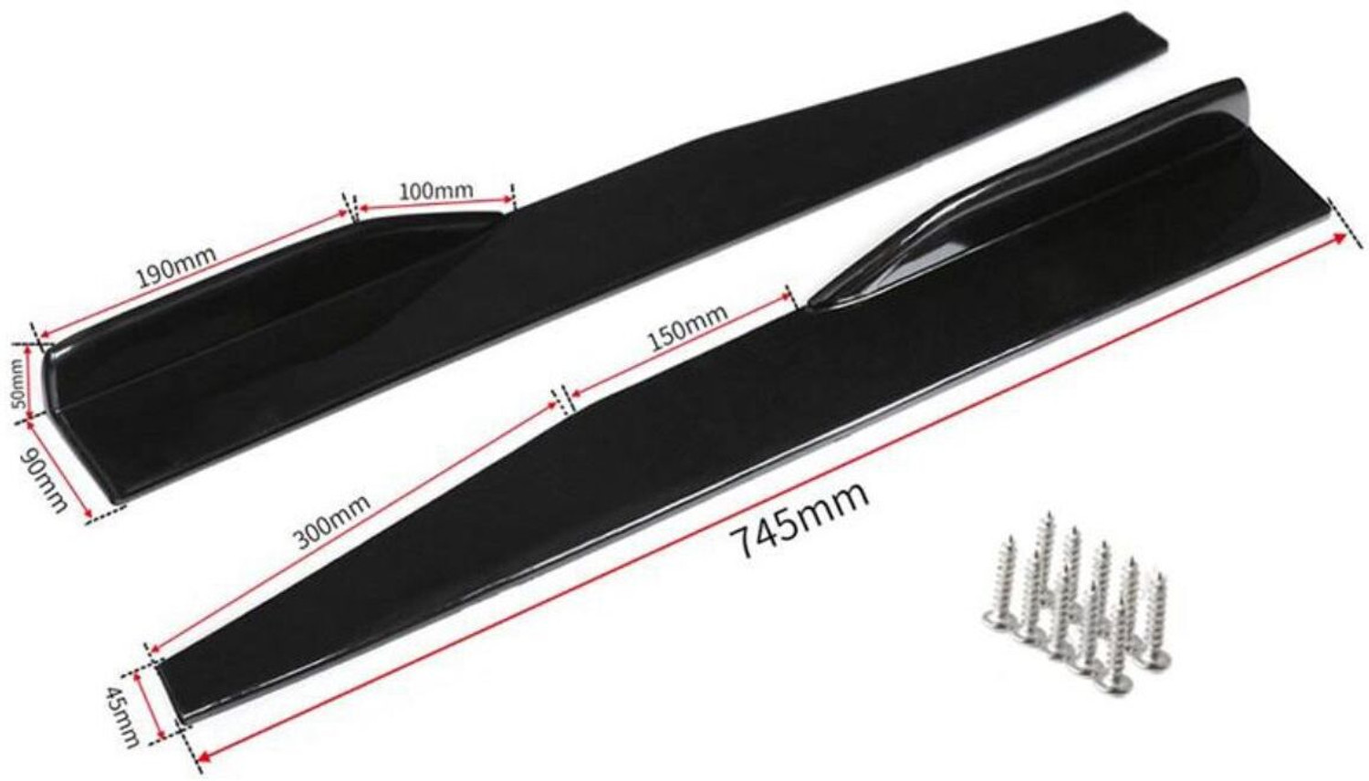 Image of Auto MT ABS 75CM Side Bumper Splitter Car Side Chin Bumper Body Kit Splitter Spoiler Car Spring Leaf