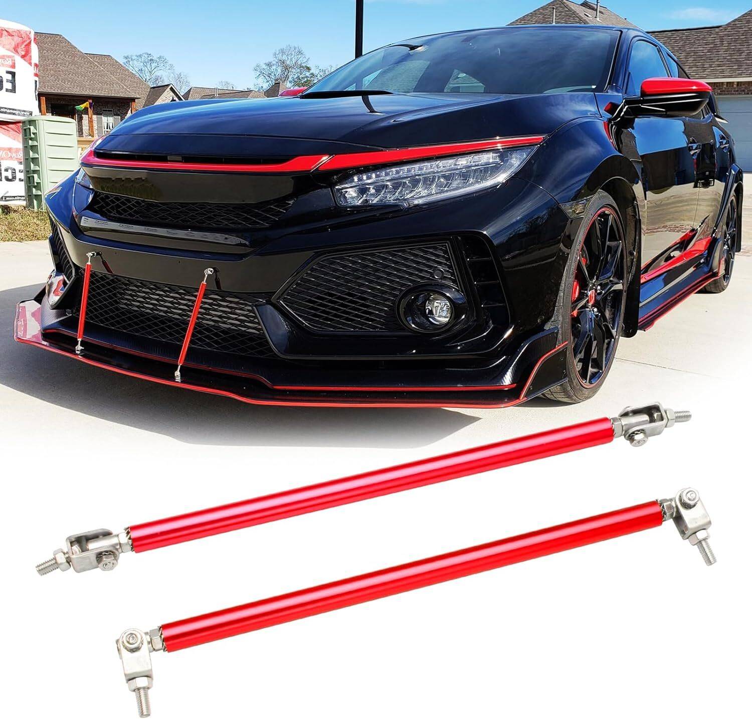 Sdeelcase Adjustable Bumper Lip Diffuser Splitter Extension Rods – Red/Black – Fits Nissan (8-11 Inch)