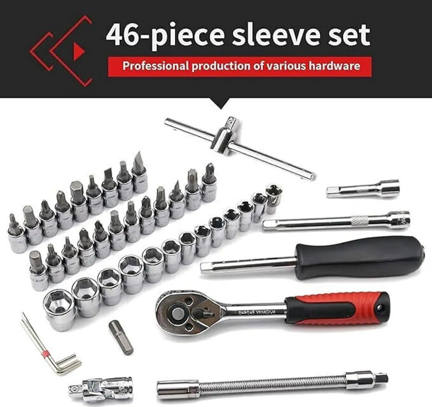 Image of XBEY 46 in 1 Pcs Tool Kit with Screwdriver & Socket Set Vehicle Tool Kit