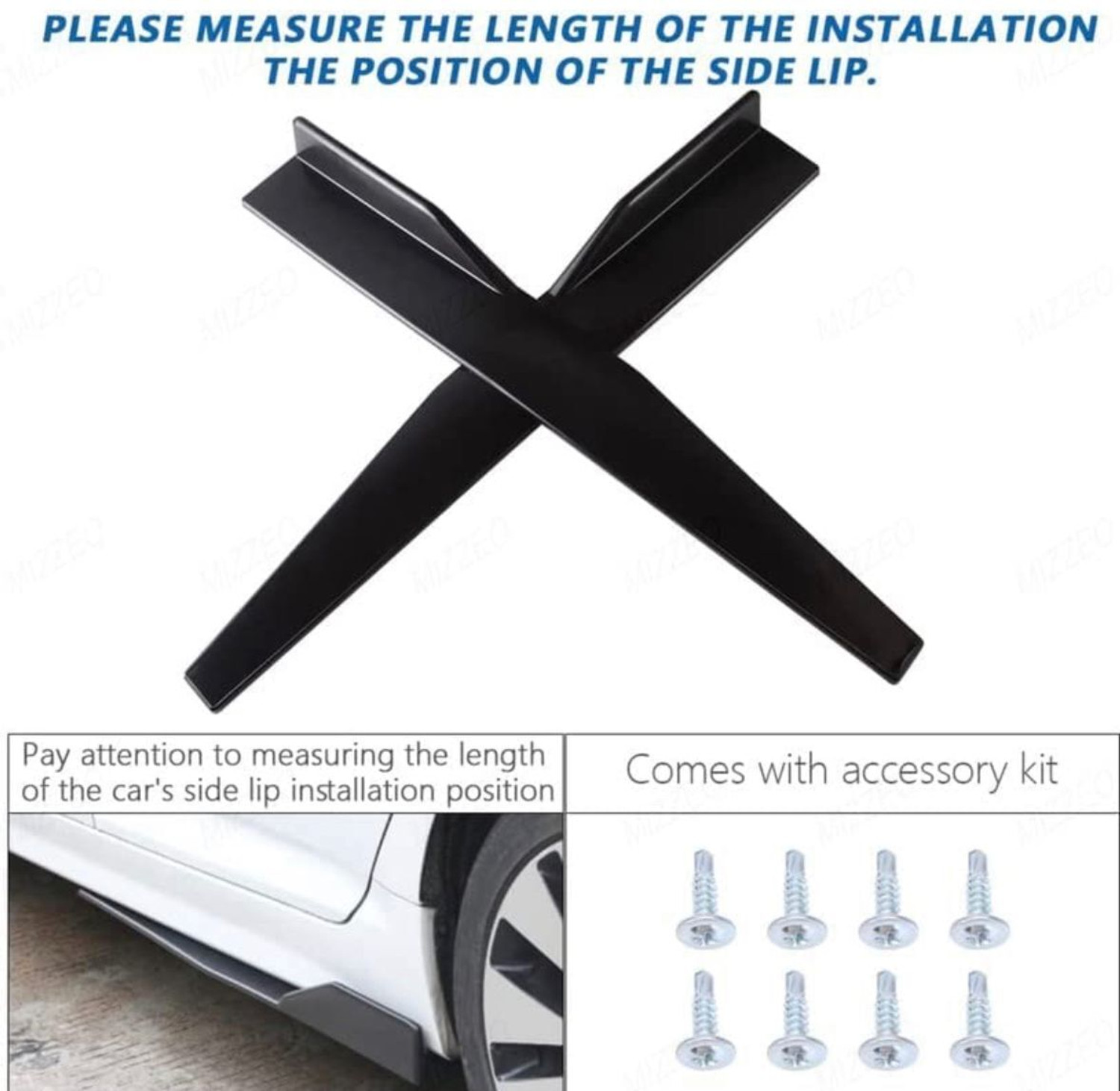 Image of Auto MT ABS 75CM Side Bumper Splitter Car Side Chin Bumper Body Kit Splitter Spoiler Car Spring Leaf