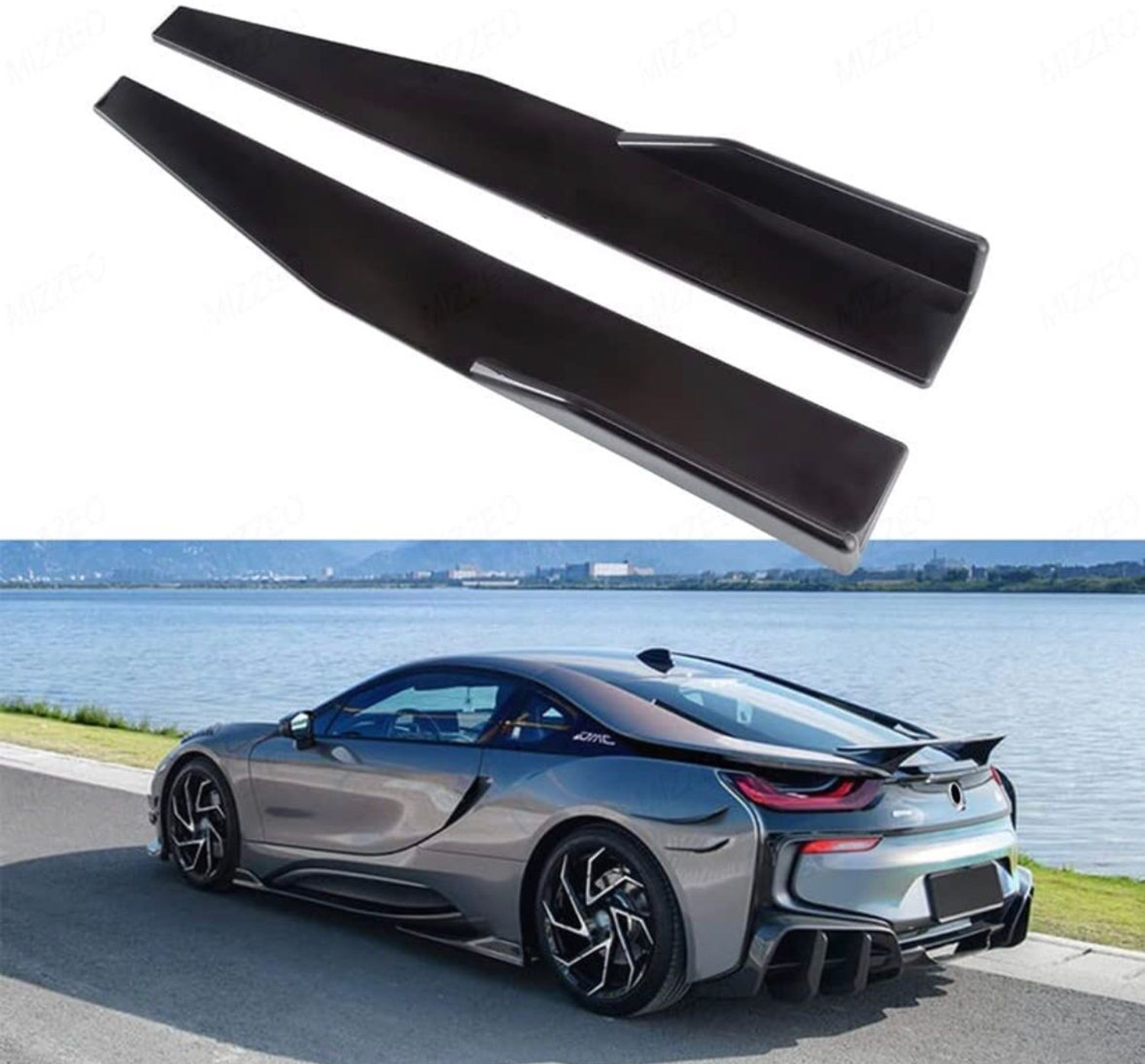Image of Auto MT ABS 75CM Side Bumper Splitter Car Side Chin Bumper Body Kit Splitter Spoiler Car Spring Leaf
