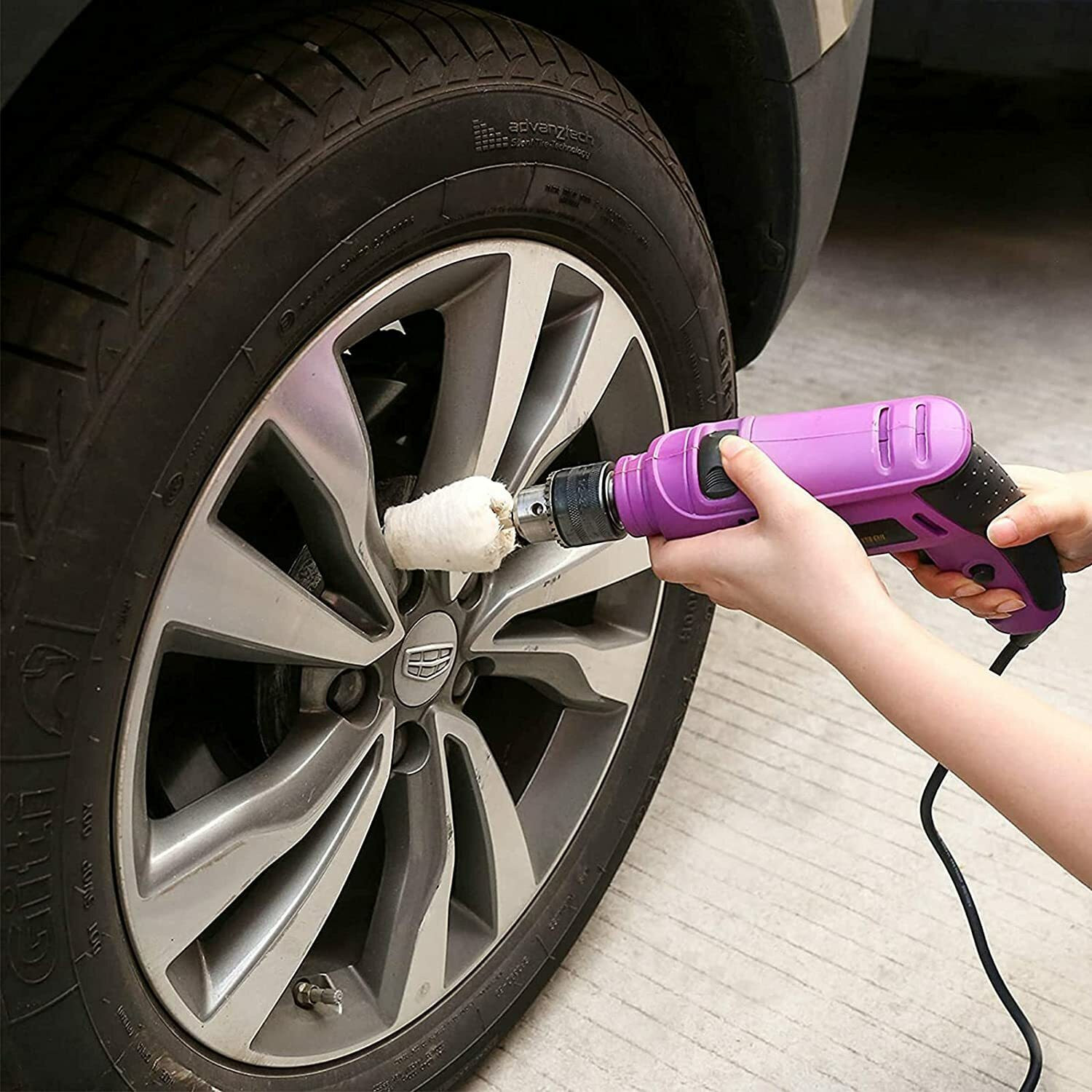 Image of PROBEROS Car Polish Kit,6 Pcs White Polishing Buffing Wheel, Conical /Column /Mushroom Vehicle Tool Roll