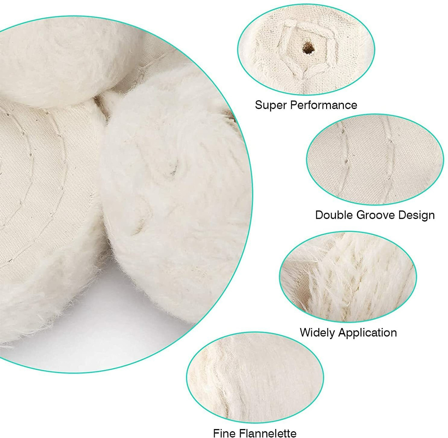 Image of PROBEROS Car Polish Kit,6 Pcs White Polishing Buffing Wheel, Conical /Column /Mushroom Vehicle Tool Roll