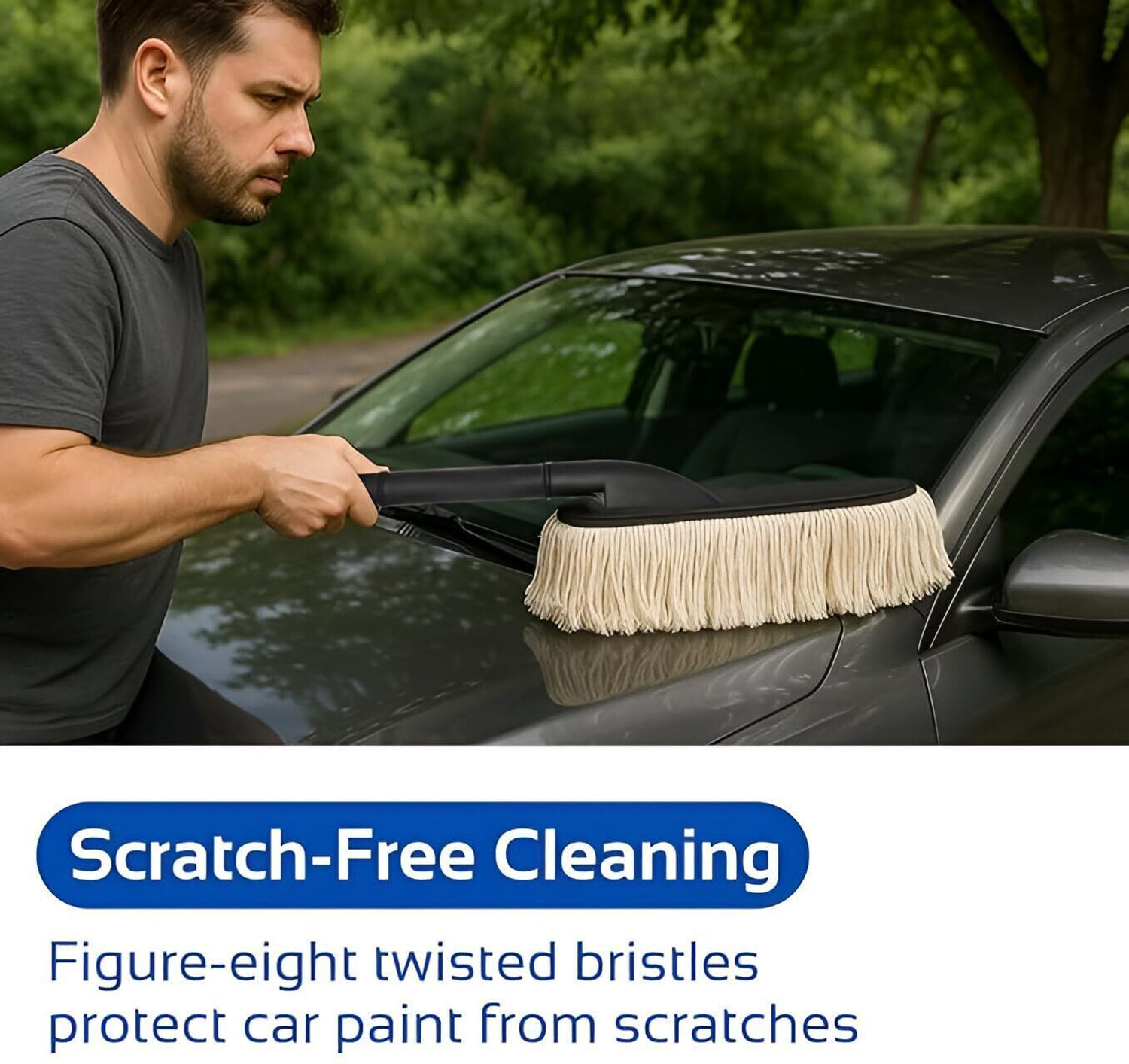Image of JUNJULA Microfiber Car Duster with Handle - Scratch-Free Dust Cleaning Brush J52642 Vehicle Interior Cleaner