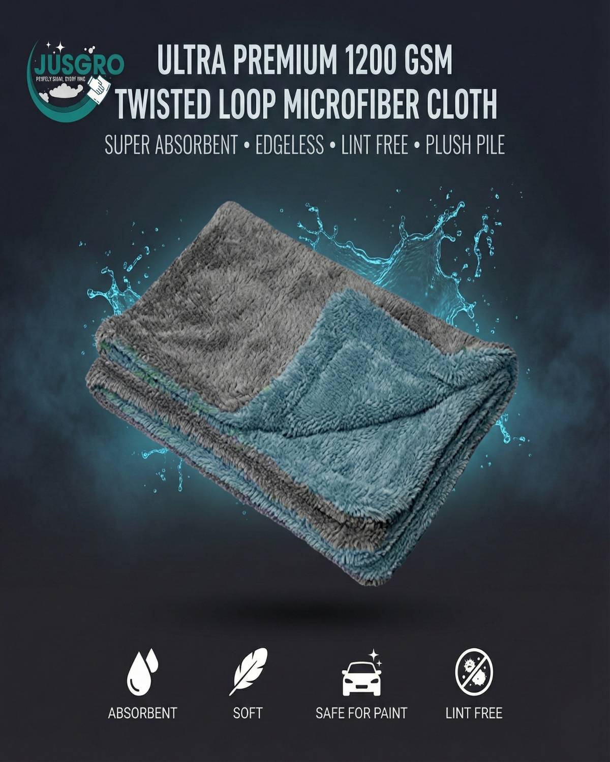 JusGro Microfiber Vehicle Washing Cloth Pack of 1 - Image 2
