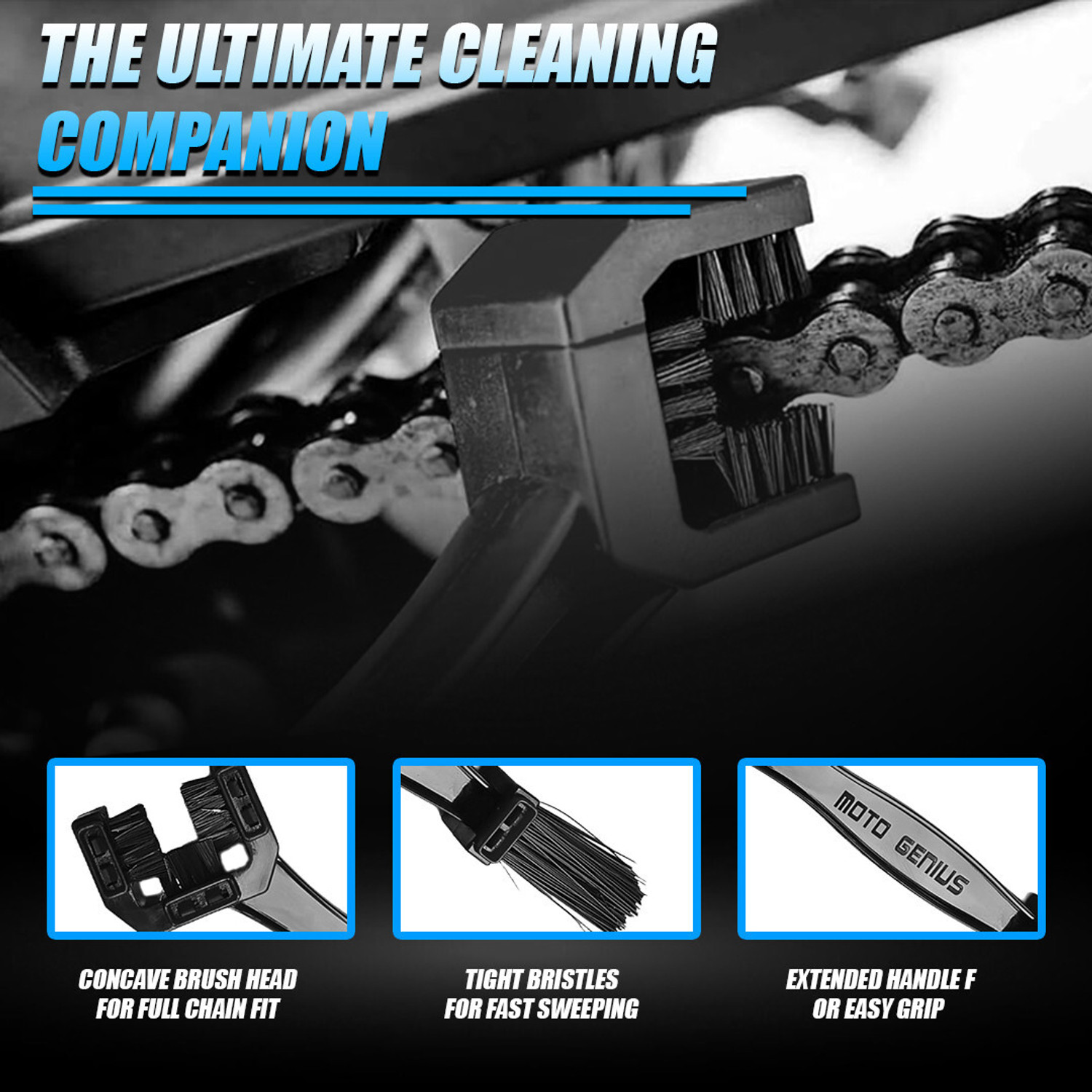 Image of Moto Genius Plastic Vehicle Washing Chain Cleaner Brush