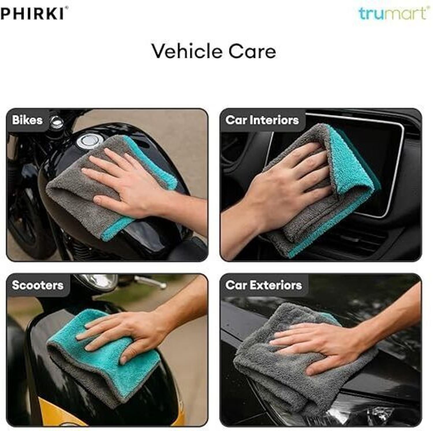 Image of Phirki 1200 GSM Cloth 40x40 cm for Car, Kitchen & Home Cleaning Microfiber Vehicle Washing Cloth
