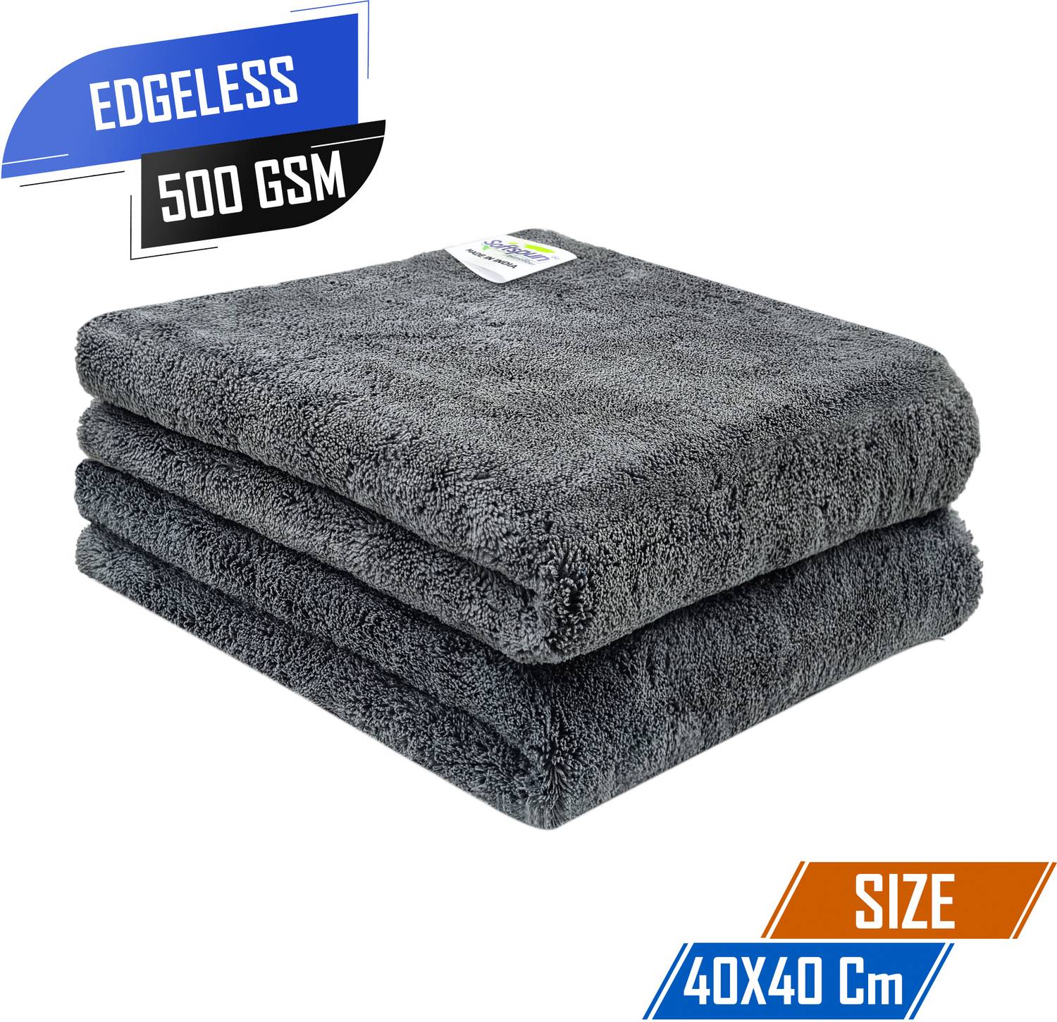 SOFTSPUN Microfiber Vehicle Washing Cloth (Pack Of 2, 500 GSM)