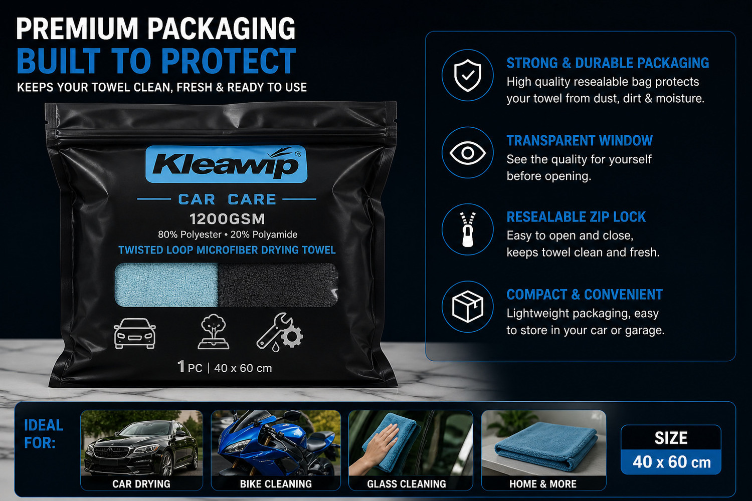 Image of Kleawip Microfiber Vehicle Washing Cloth