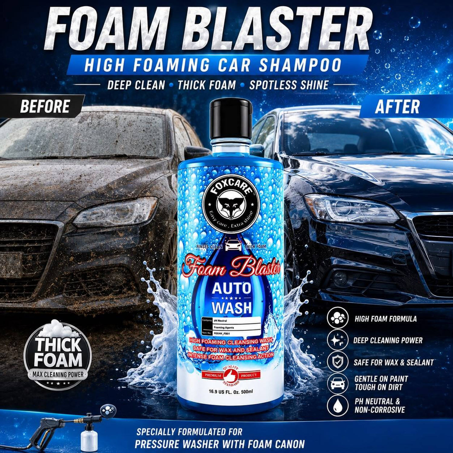 Image of FOXCARE FOAM BLASTER AUTO WASH SHAMPOO Car Washing Liquid