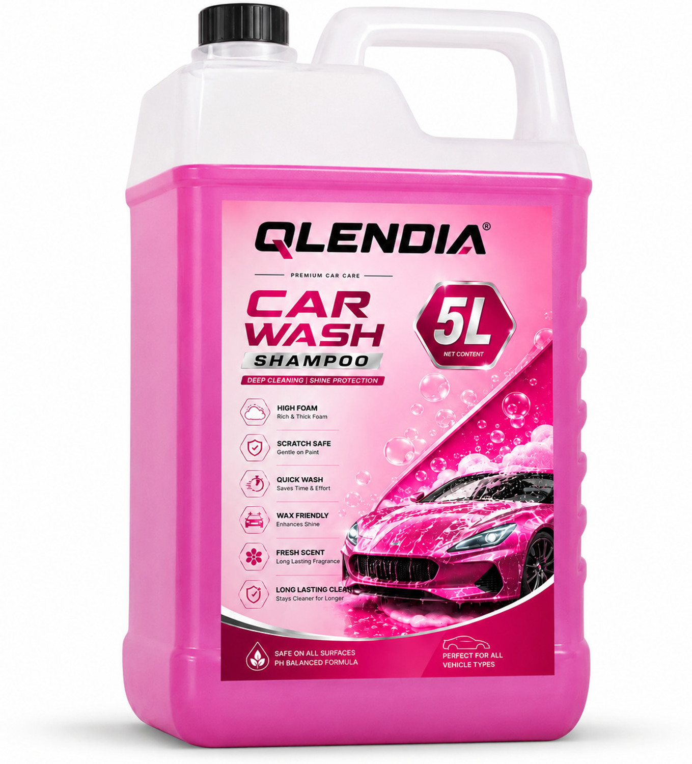 Image of Qlendia High Foam Car Wash Shampoo 5Liter |- Shiny & Clean Finish Car Washing Liquid
