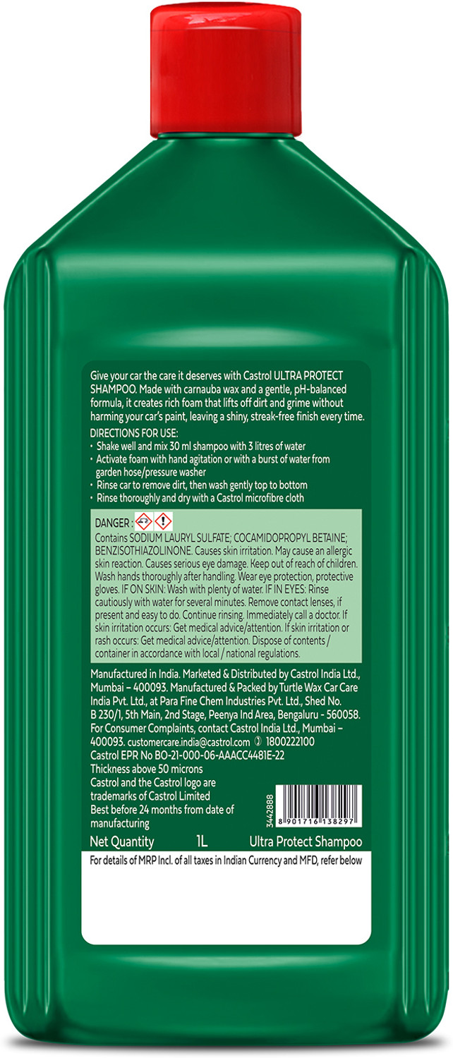 Image of Castrol pH Wash+Carnauba, Deep Clean Foam, Streak-Free Shine, Safe & Water-Repel Car Washing Liquid (1000 ml)