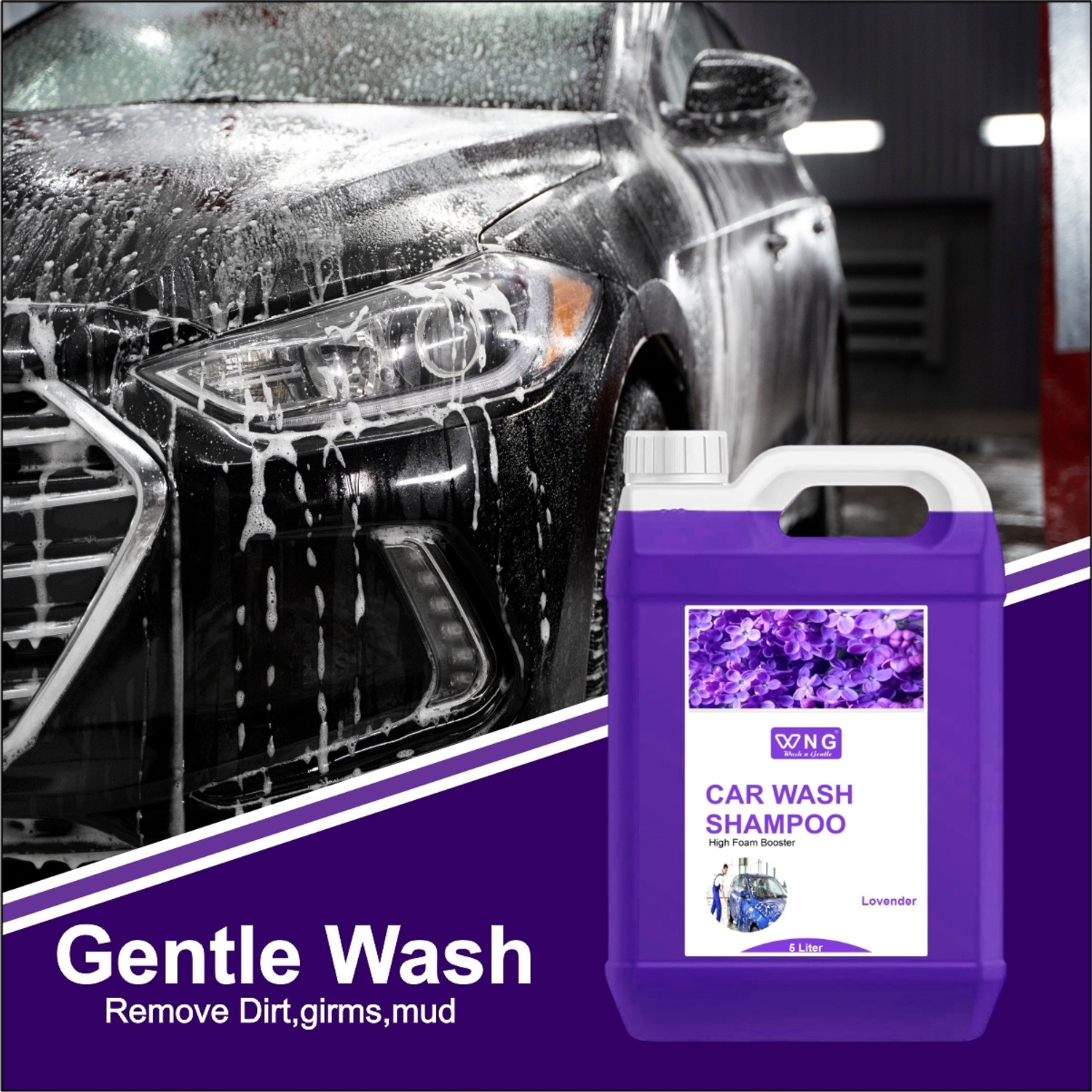Image of WNG Heavy Foam Car Wash Shampoo | Safe on Paint & Gloss Finish Car Washing Liquid
