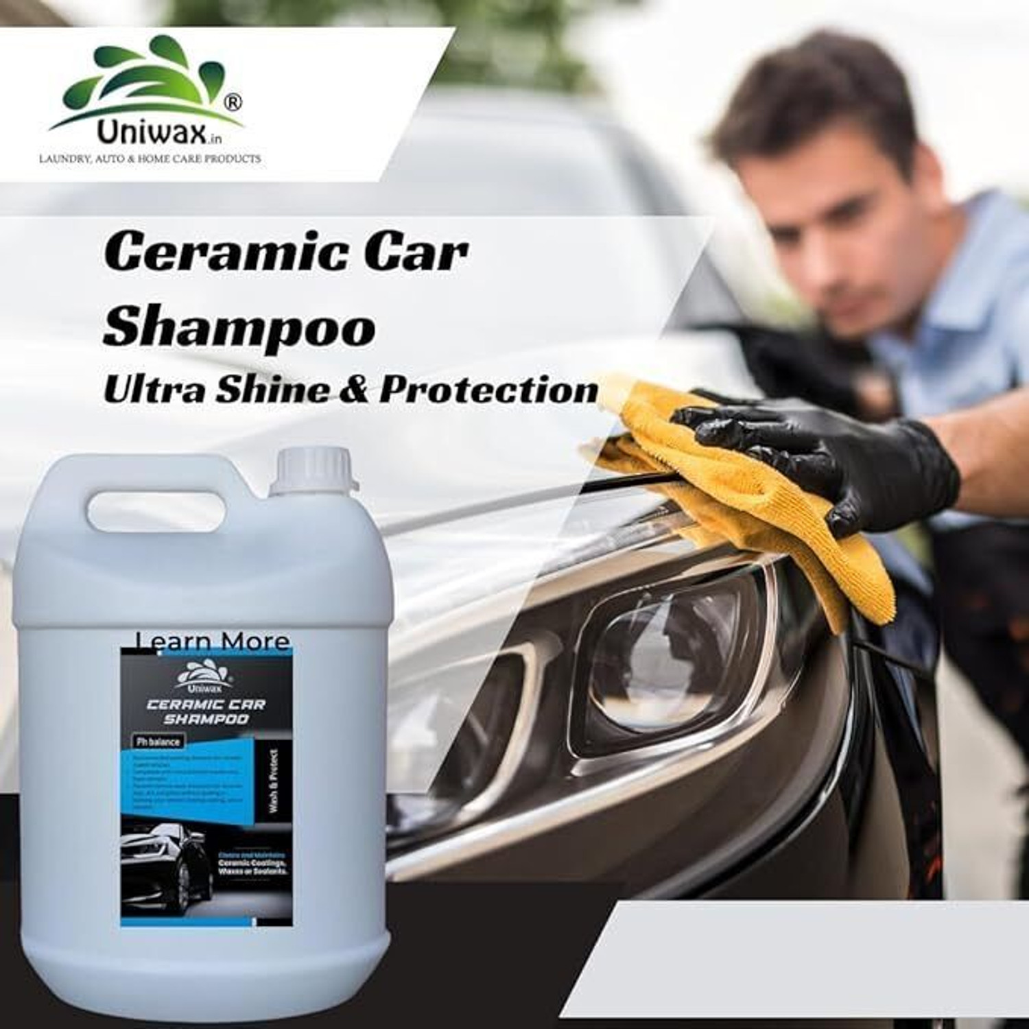 Image of uniwax Premium Ceramic Car Shampoo - Ultra Shine & Protection Car Washing Liquid (1000 ml)