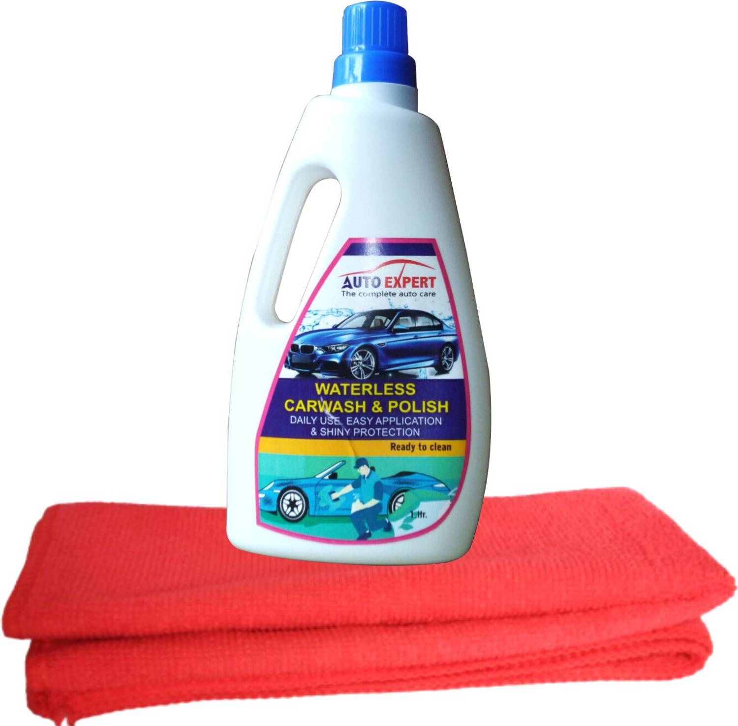 Auto Expert Waterless Car Wash Concentrate 1Ltr+Microfiber Cloth Car Washing Liquid
