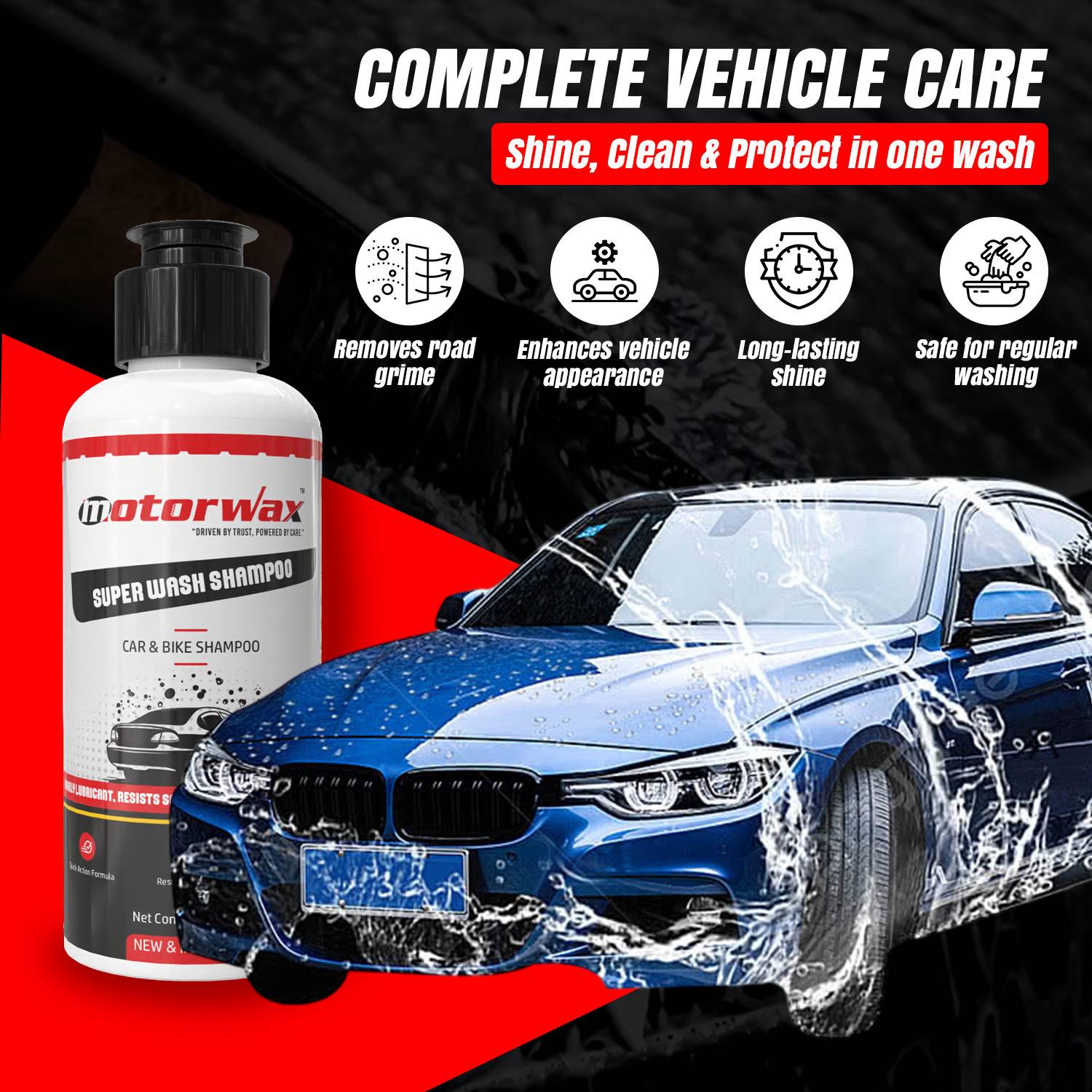 Motorwax Super Wash Car Shampoo | Best Shampoo for Car & Bike