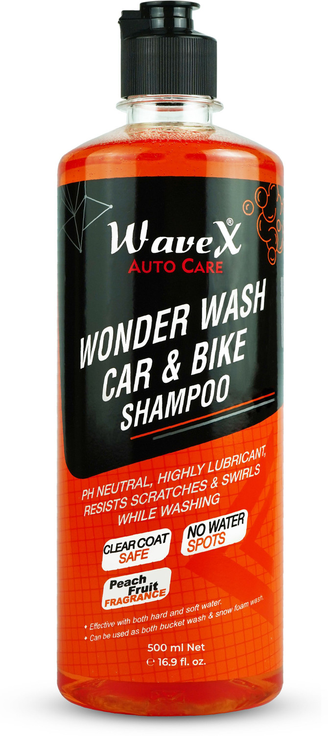 Image of Wavex Wonder Wash Car Shampoo (500ml) pH Neutral Formula - Honey Thick, Luxurious Suds That Always Rinses Clean - Ultra Slick Formula That Wont Scratch or Leave Water Spots, Peach Fruit Fragrance Car Washing Liquid