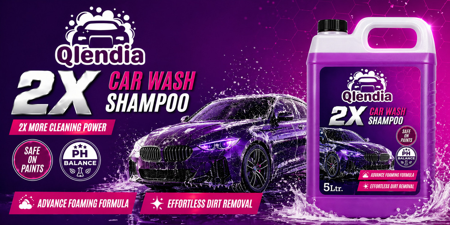 Image of Qlendia Car Wash Shampoo Concentrate - Shine Enhancing Formula, Thick Foam, pH Neutral Car Washing Liquid