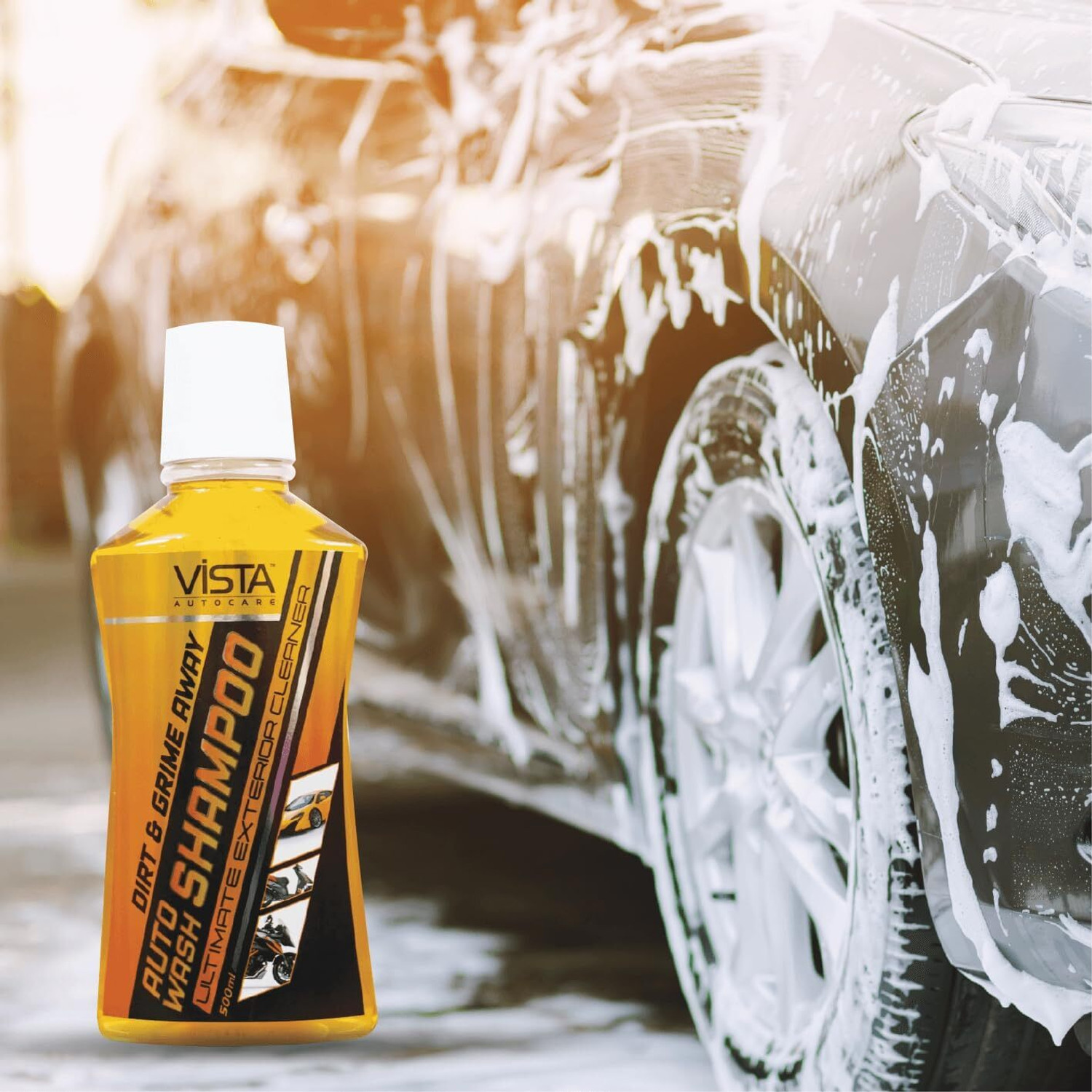 Image of Resil vista Vista Auto Wash Shampoo 500ml,Car & Bike Shampoo,Removes Tough Dirt,pH Balance Car Washing Liquid