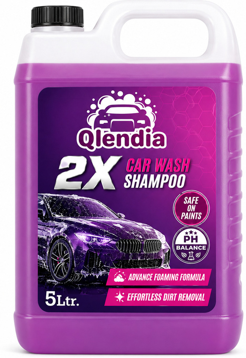 Image of Qlendia Car Wash Shampoo Concentrate - Shine Enhancing Formula, Thick Foam, pH Neutral Car Washing Liquid