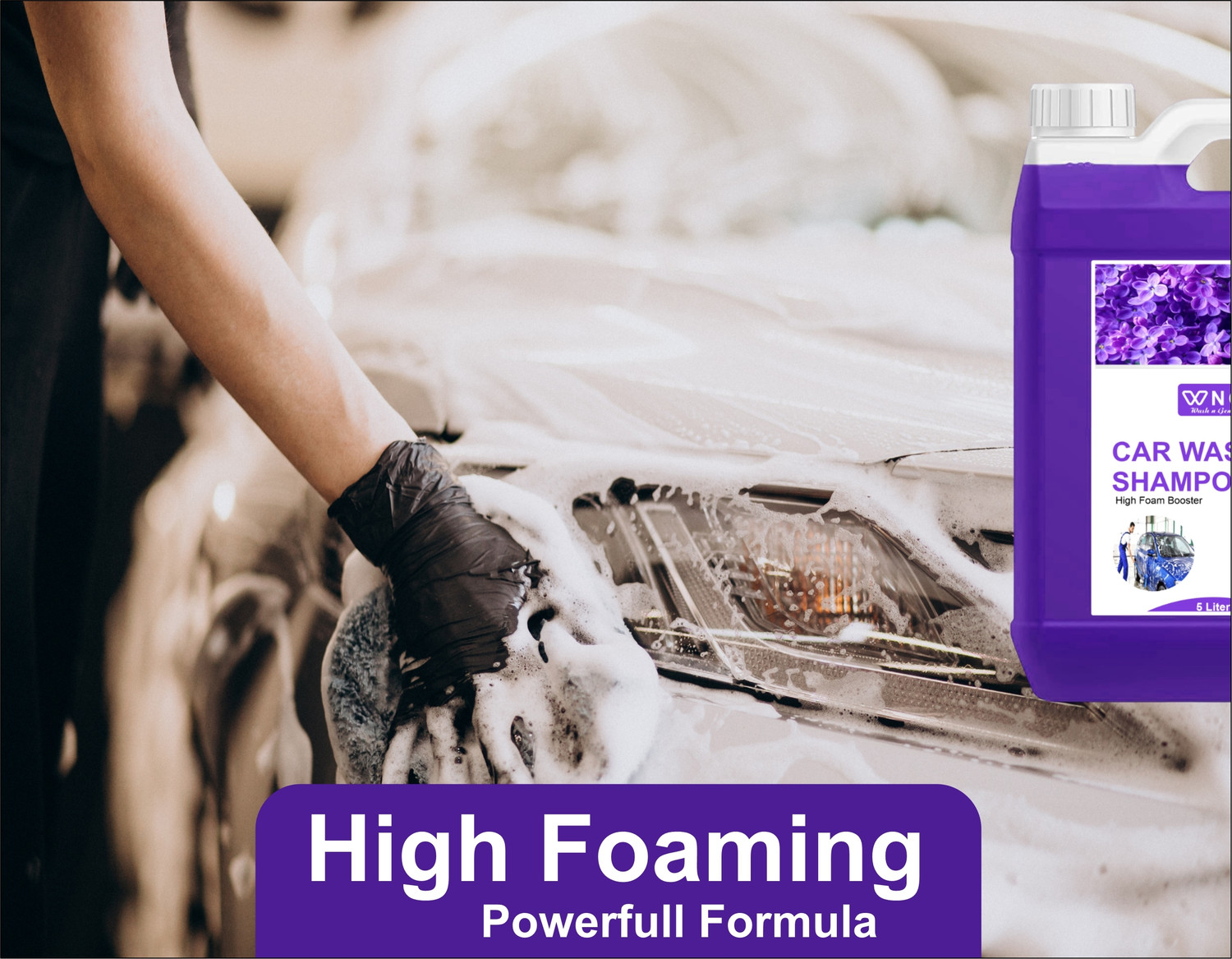 Image of WNG Heavy Foam Car Wash Shampoo | Safe on Paint & Gloss Finish Car Washing Liquid